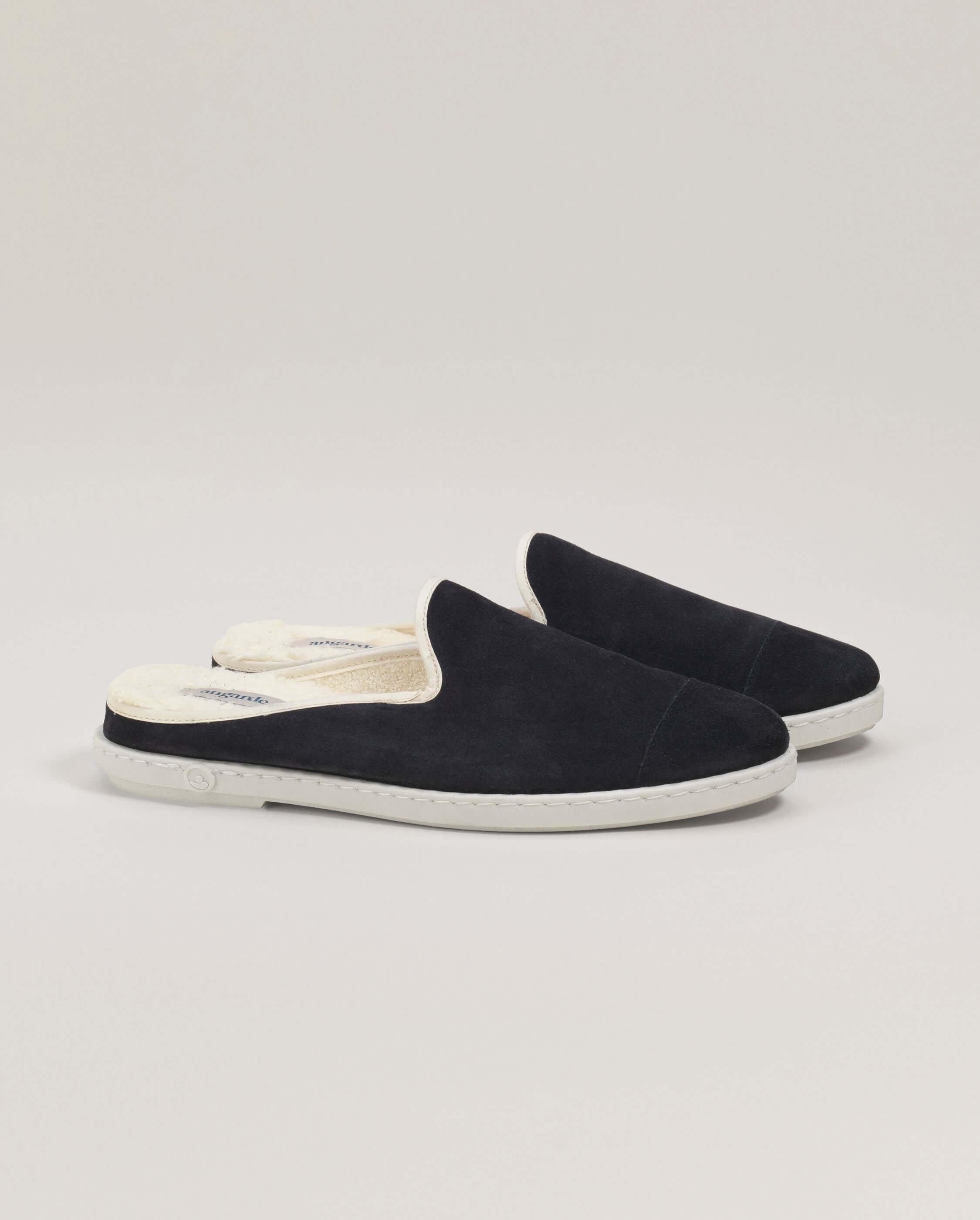 Men's leather mule, navy ANGARDE Blue