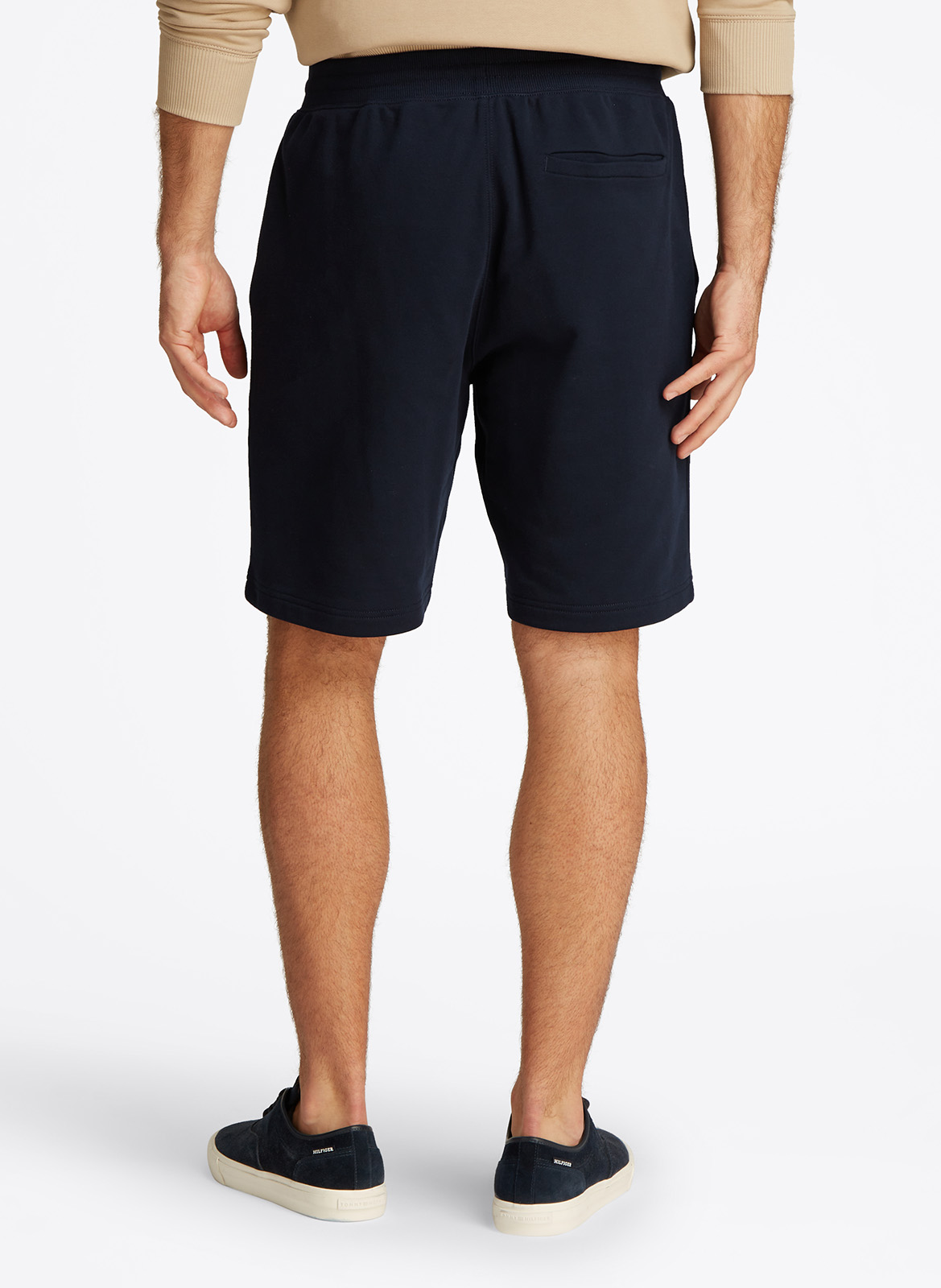 Embroidered cotton jogging shorts Blue