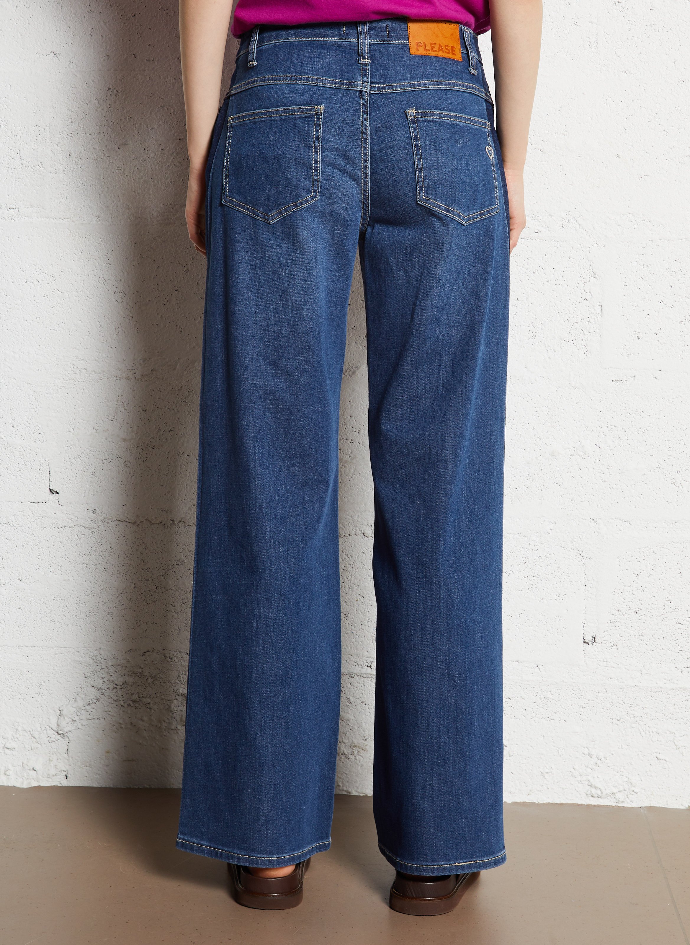 Weite Jeans aus Baumwoll-Mix PLEASE Blau