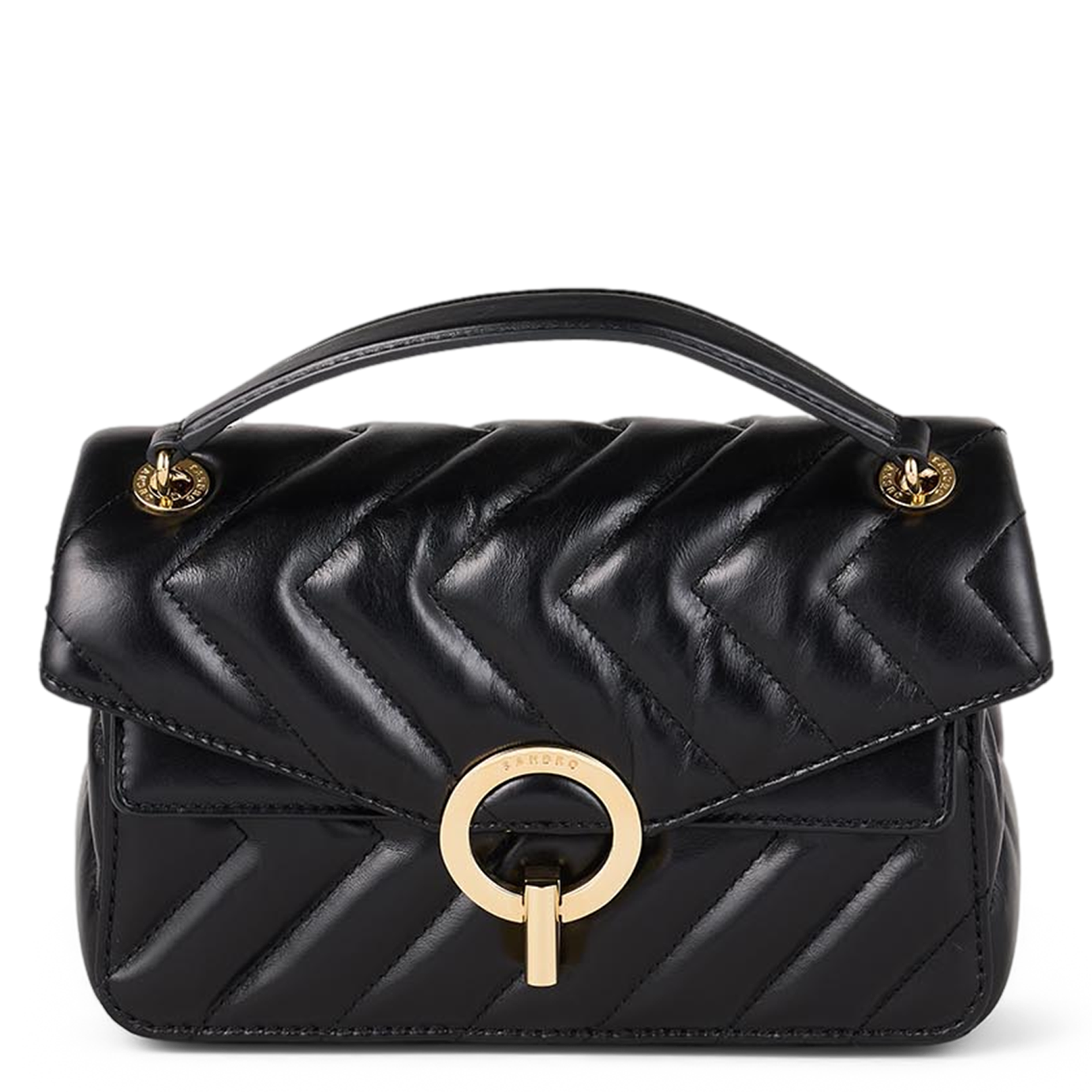 Gewatteerd leren tasje SANDRO Zwart