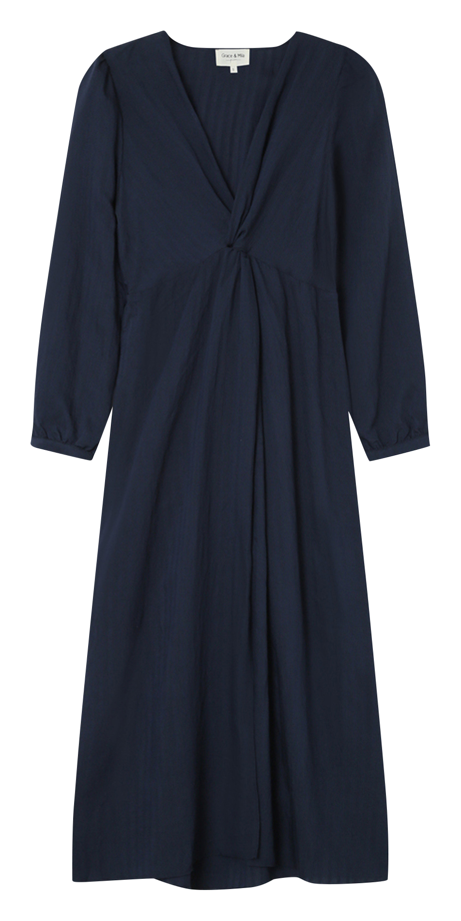 Long V-neck dress with twisted detail GRACE ET MILA Blue