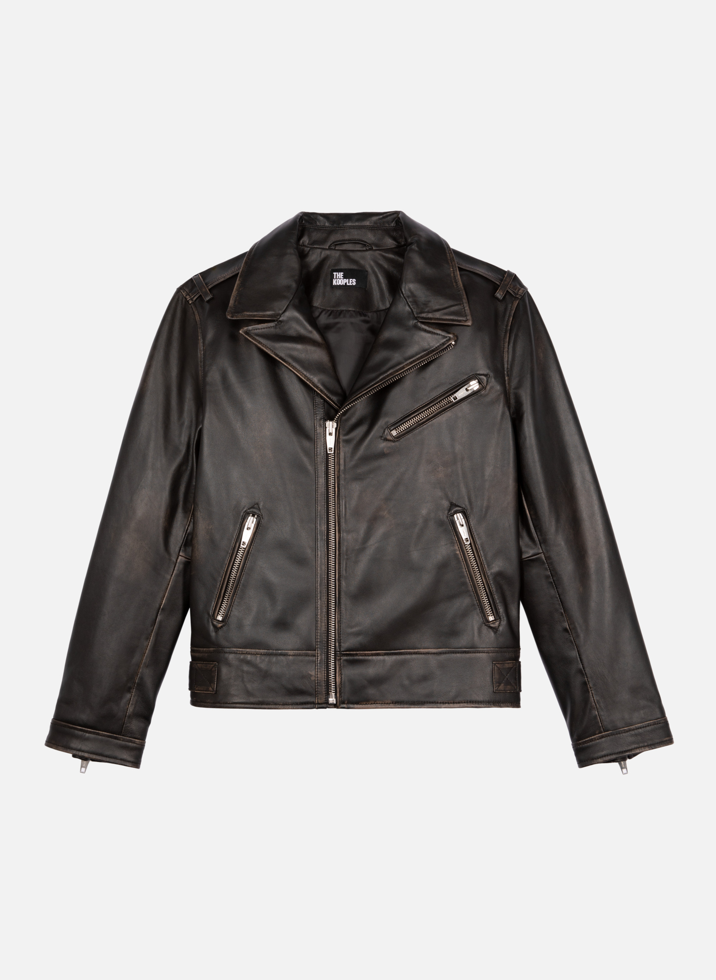 Leather biker-style jacket THE KOOPLES Black