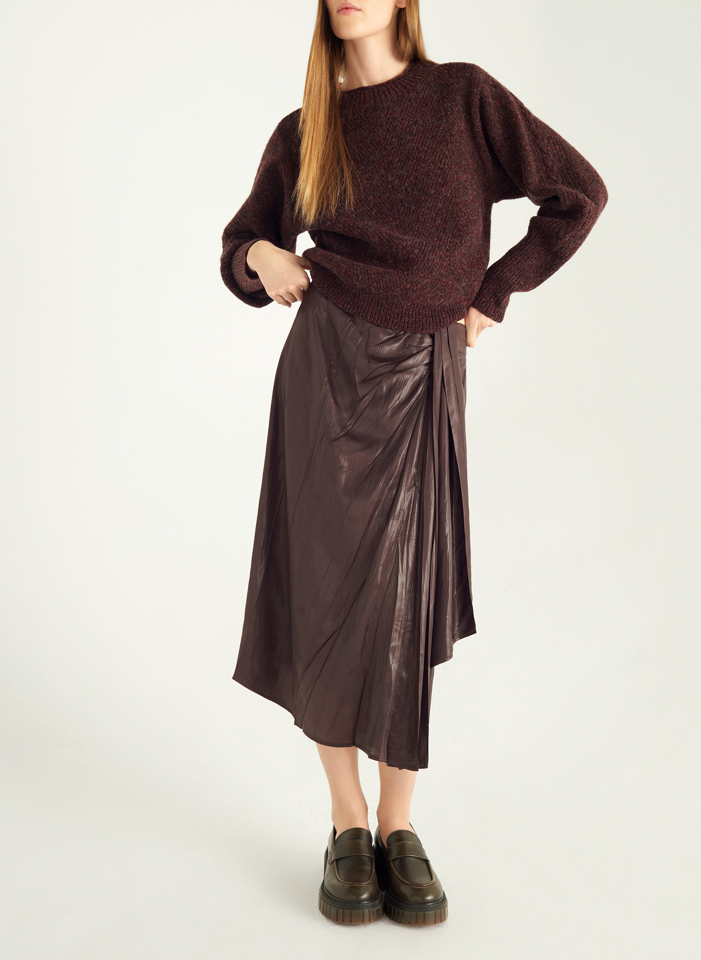 Pull droit col rond en laine COTELAC Violet