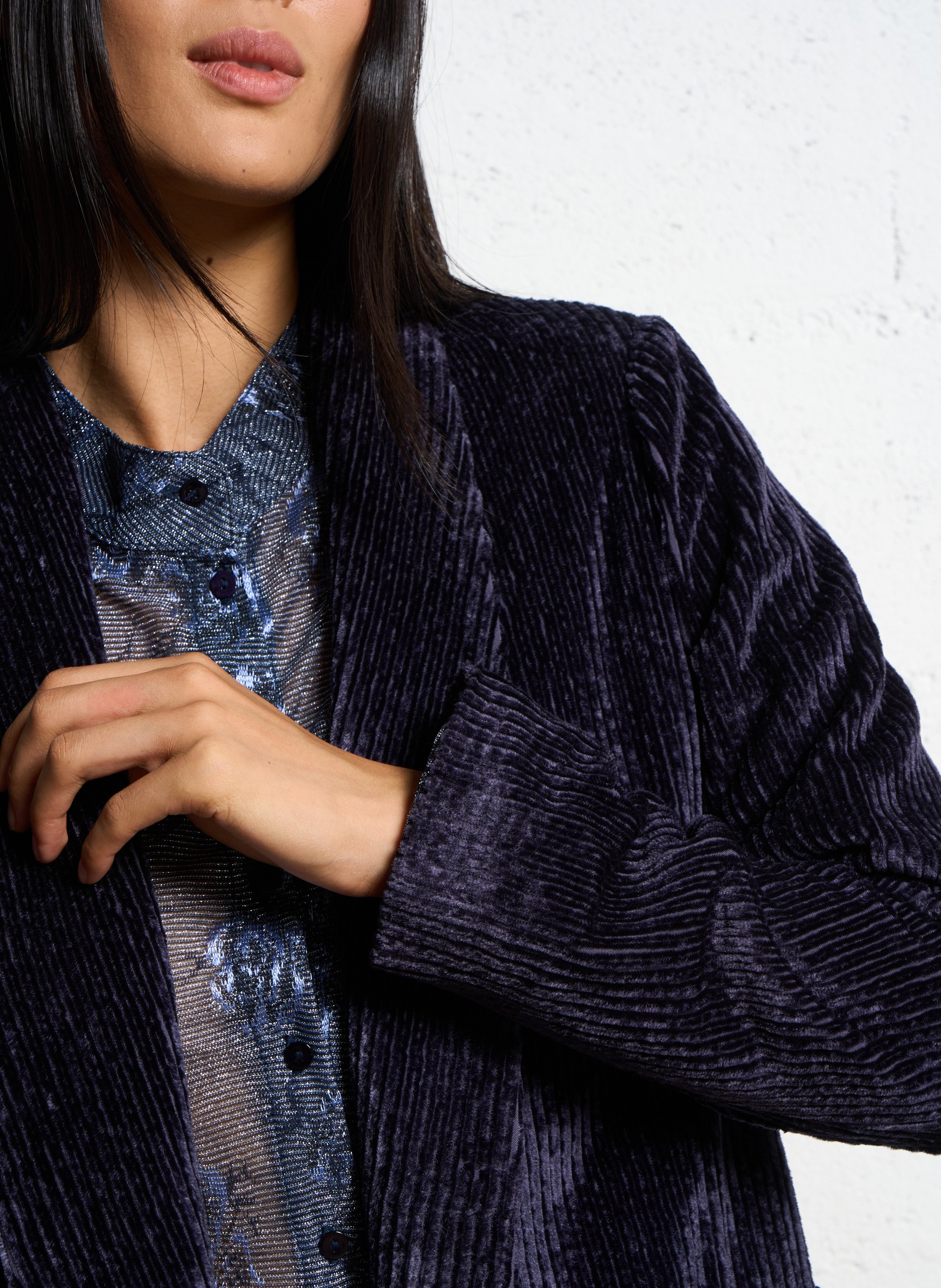 Veste droite en velours côtelé MOMONI Bleu