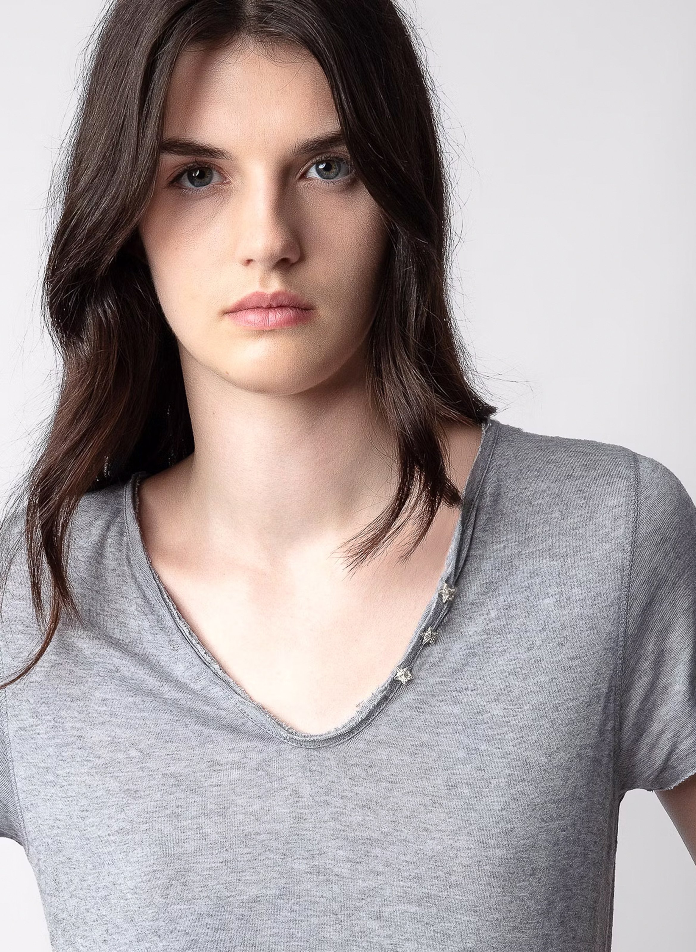 T-shirt met tuniekhals met knoopjes ZADIG&VOLTAIRE Grijs