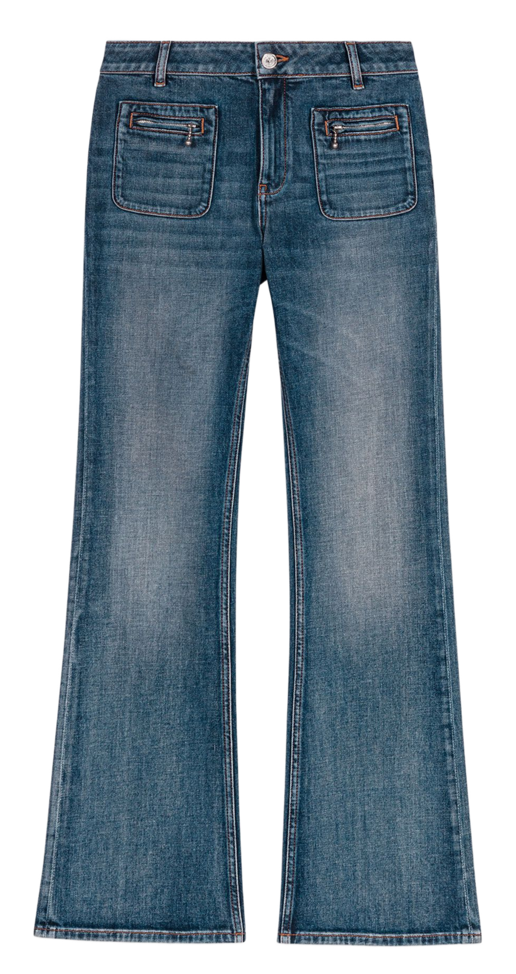 Bootcut stretchjeans met verwassen look   MAJE Blauw
