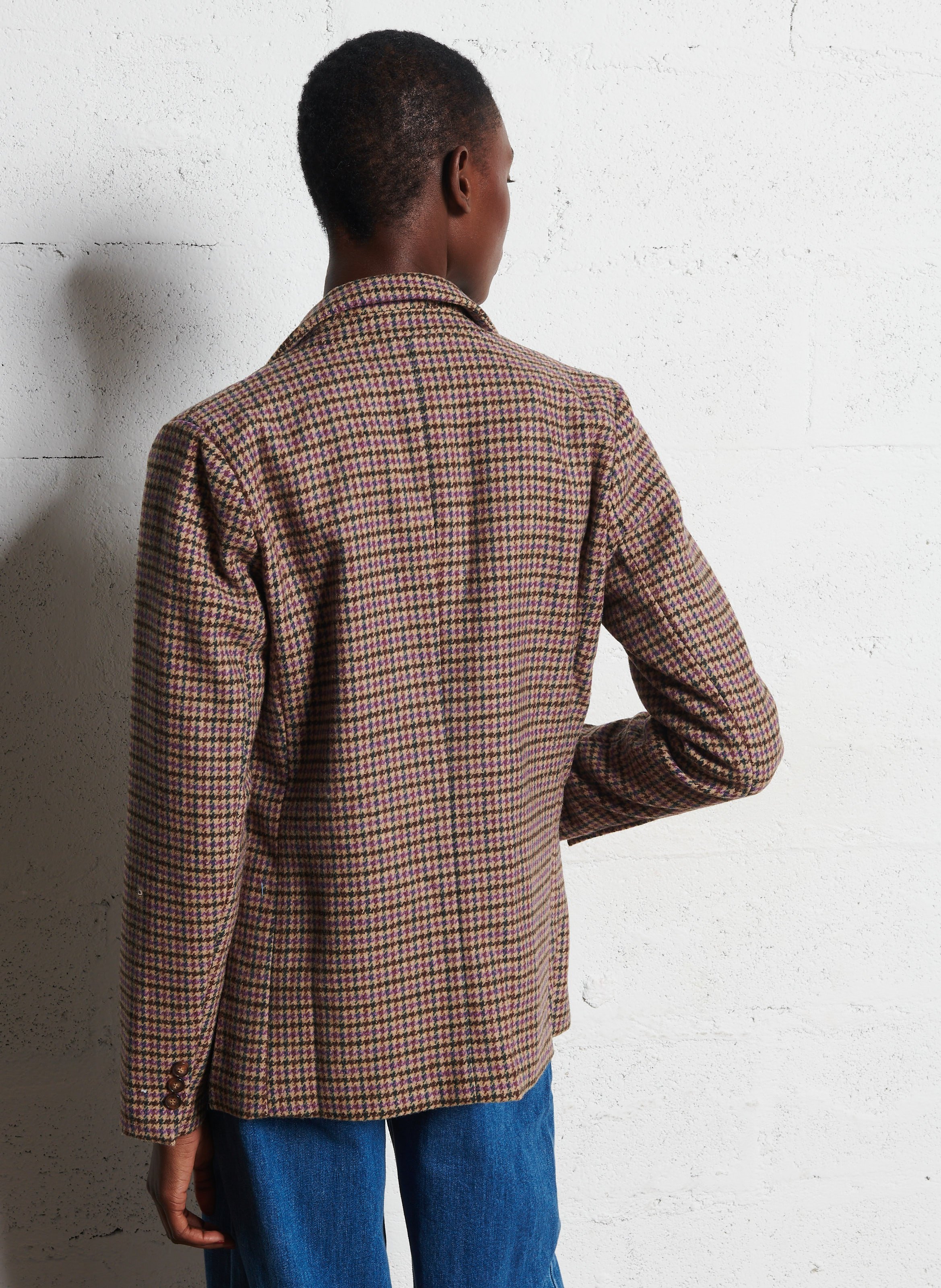 Houndstooth check tailored collar jacket LA PETITE ETOILE Beige