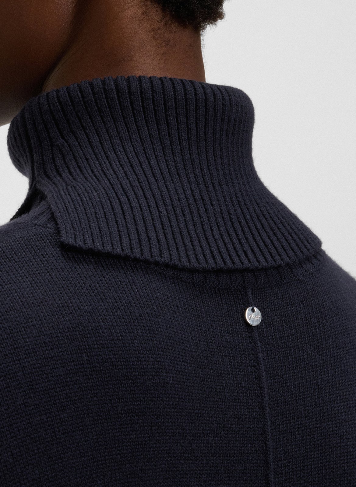 Robe pull droite col roulé en laine mélangée BOSS Bleu