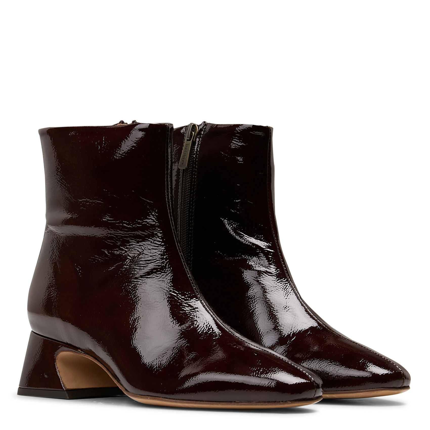 Bottines à talons en cuir verni BOBBIES Marron