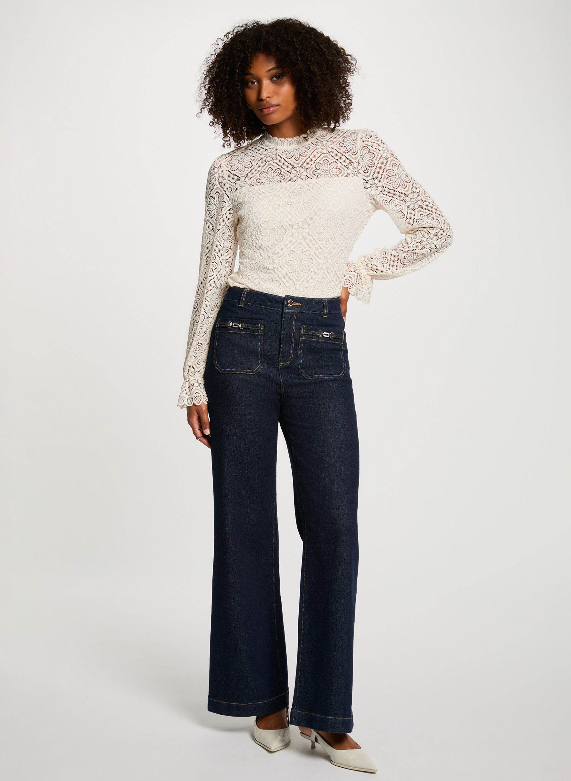 Top col montant  MORGAN Beige