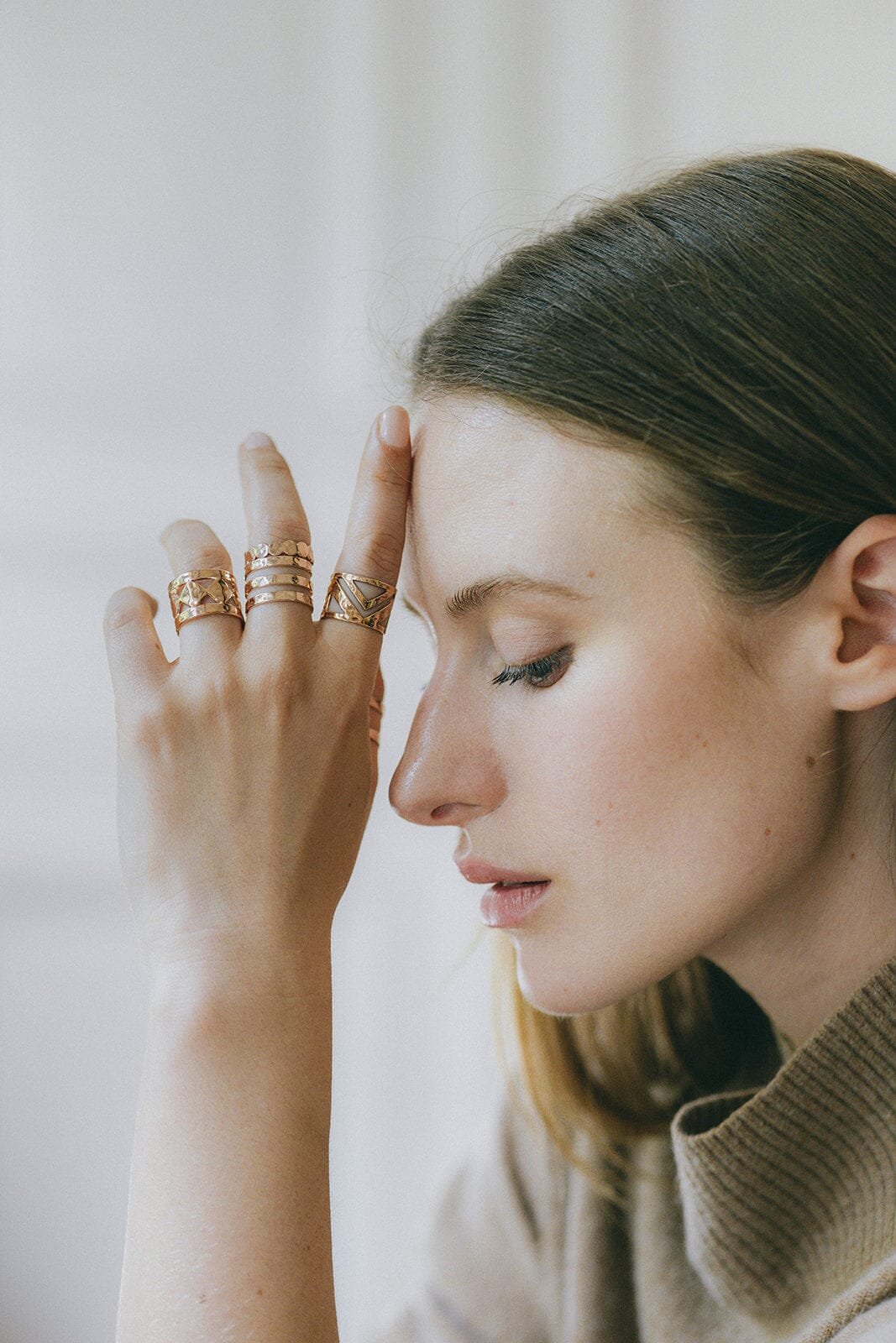 Hammered gold-plated ring MONSIEUR SIMONE Pink