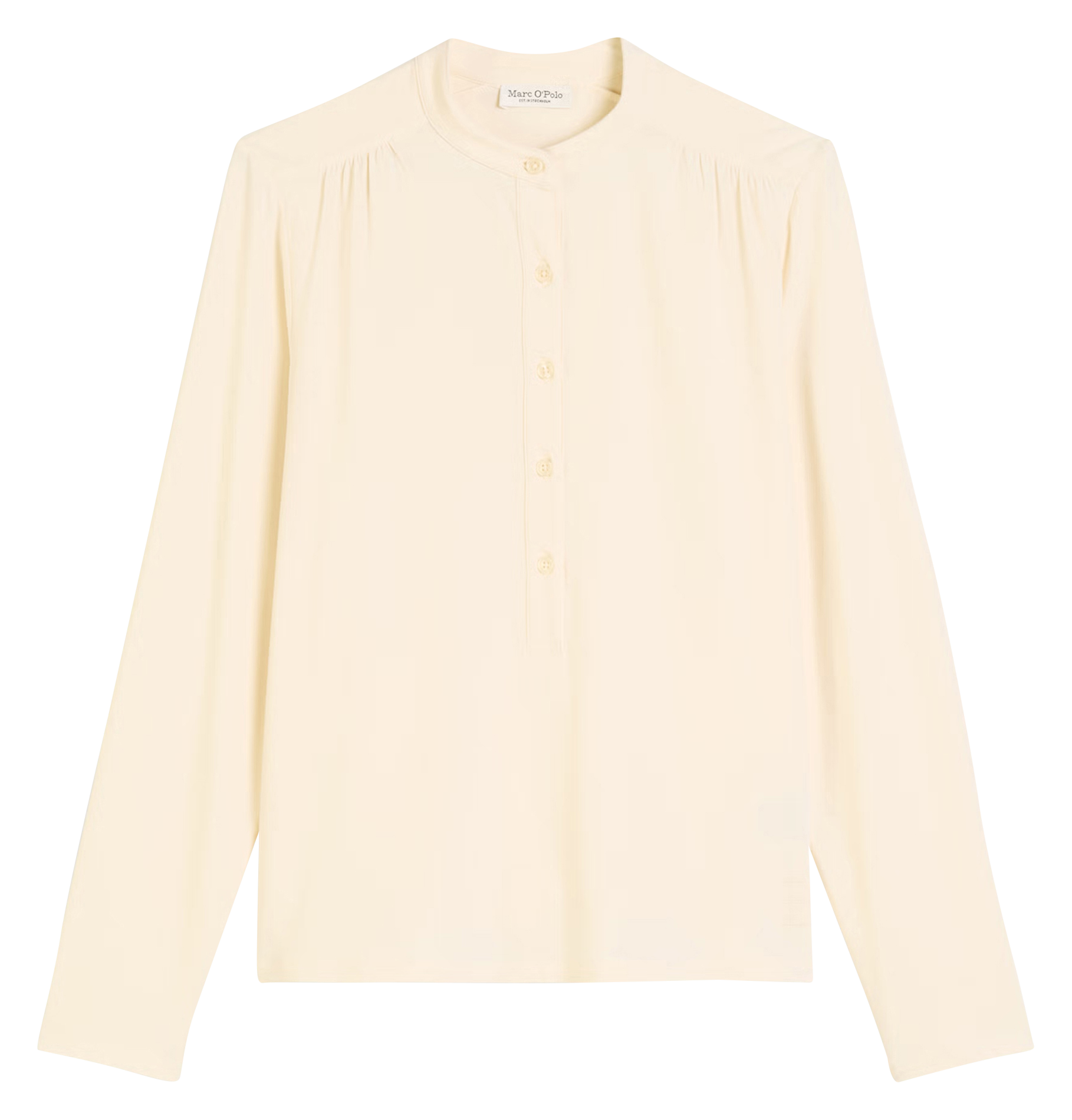 Blusa cuello redondo con botones liso. MARC O'POLO Beige