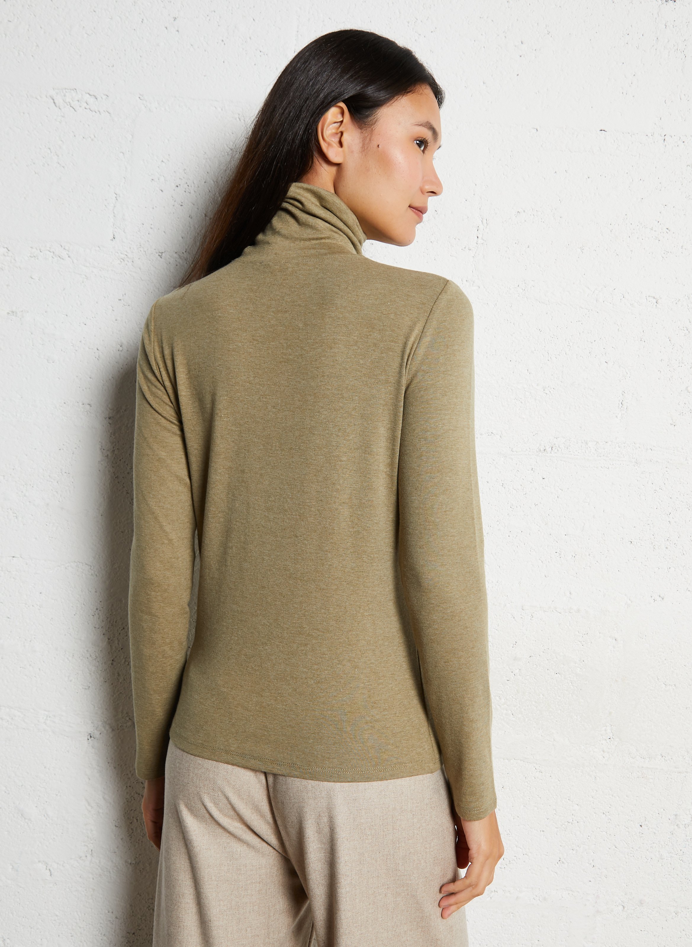 Long-sleeve fluid turtleneck t-shirt MAISON 123 Green