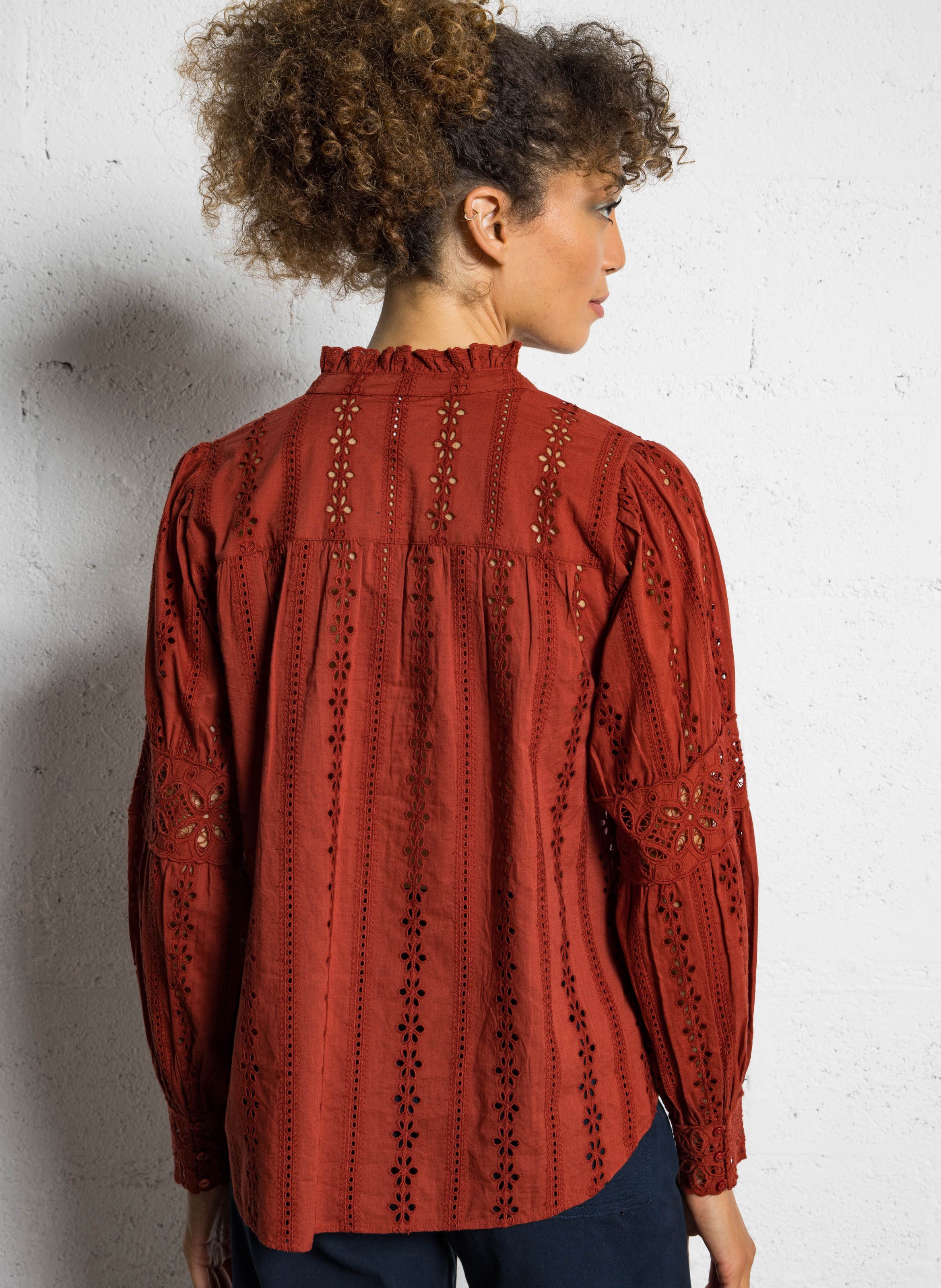 Hoge hals katoenen overhemd SUD EXPRESS Rood