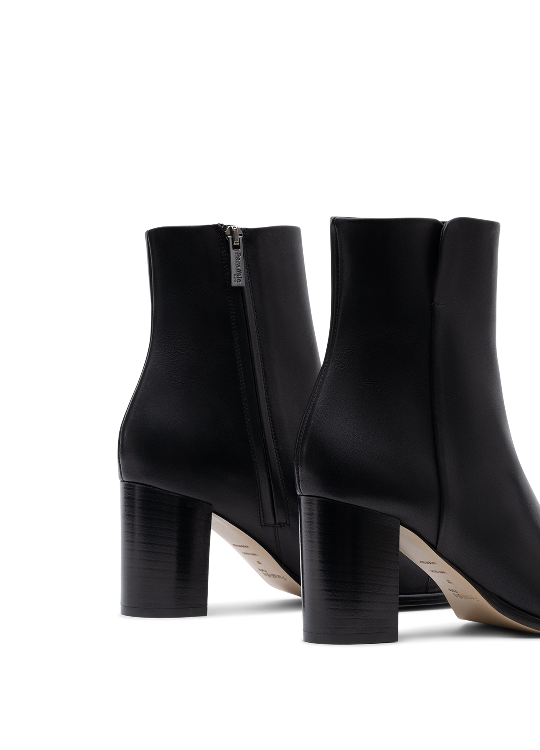 Smooth black leather ankle boots PARALLELE PARIS Black