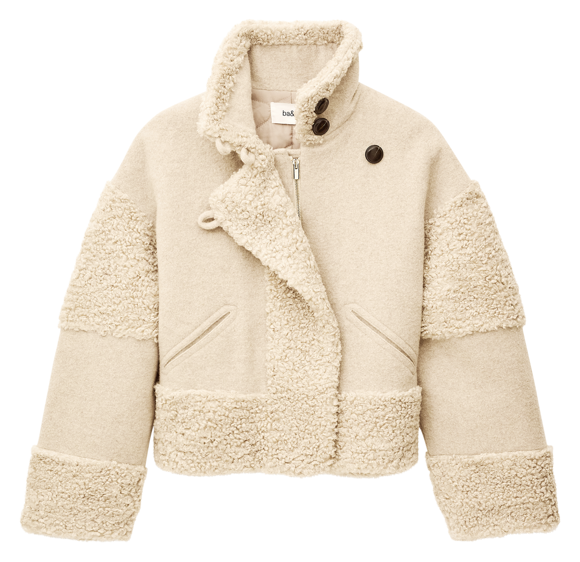 Korte jas met kraag en bonteffect BA&SH Beige