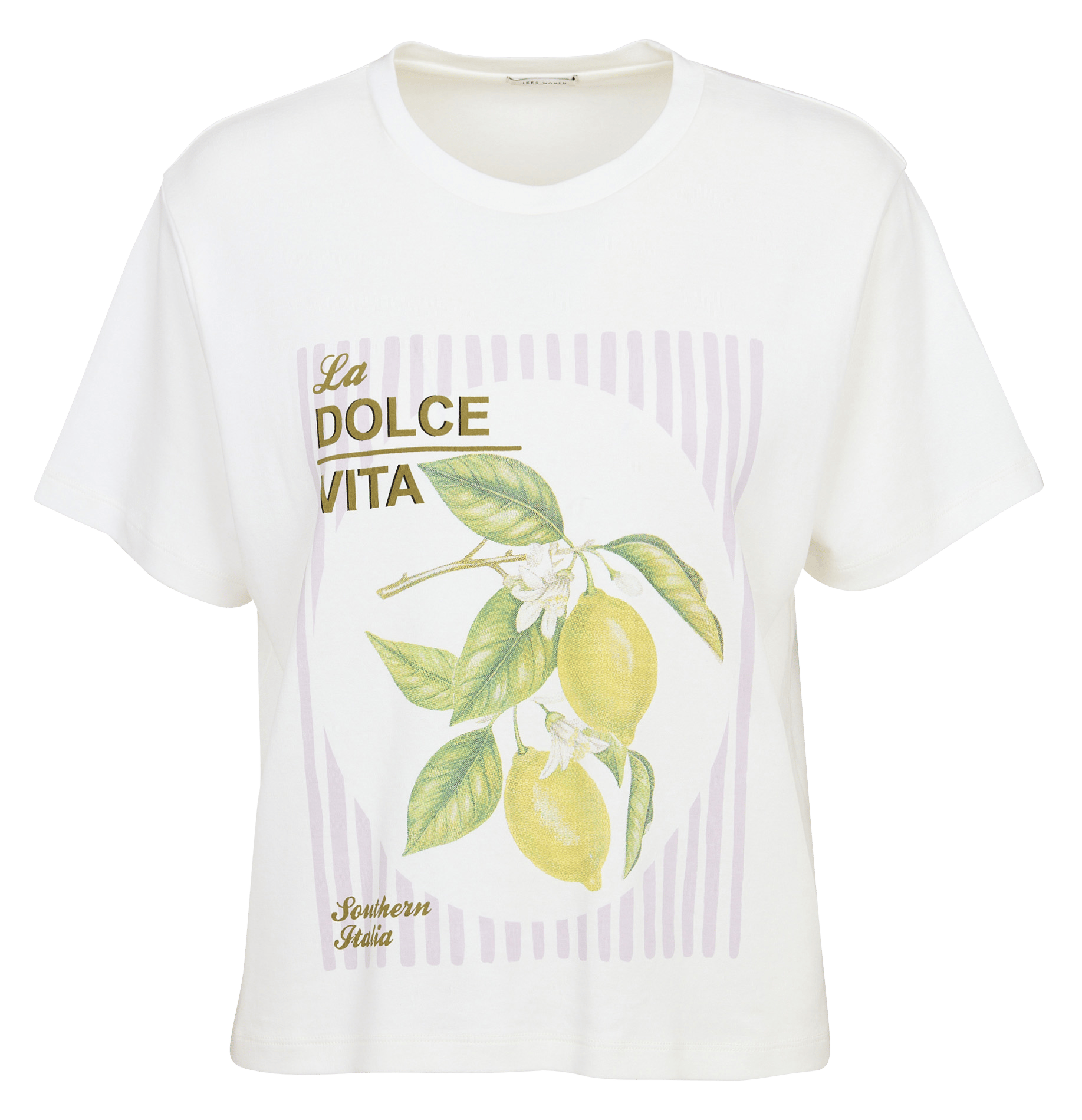 Tee-shirt droit col rond en coton sérigraphié IKKS Blanc