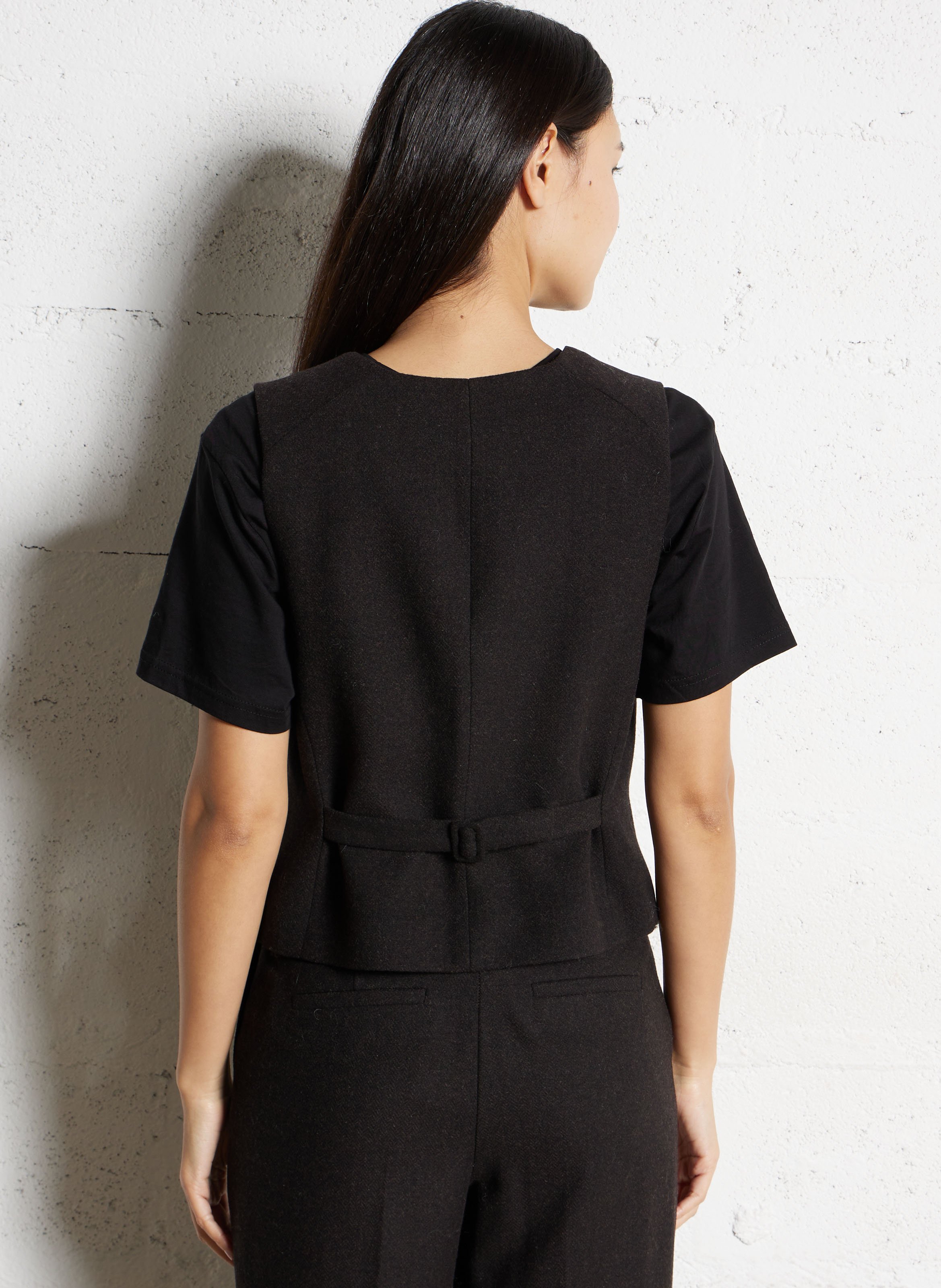 Veste col V en laine mélangée MAISON 123 Marron