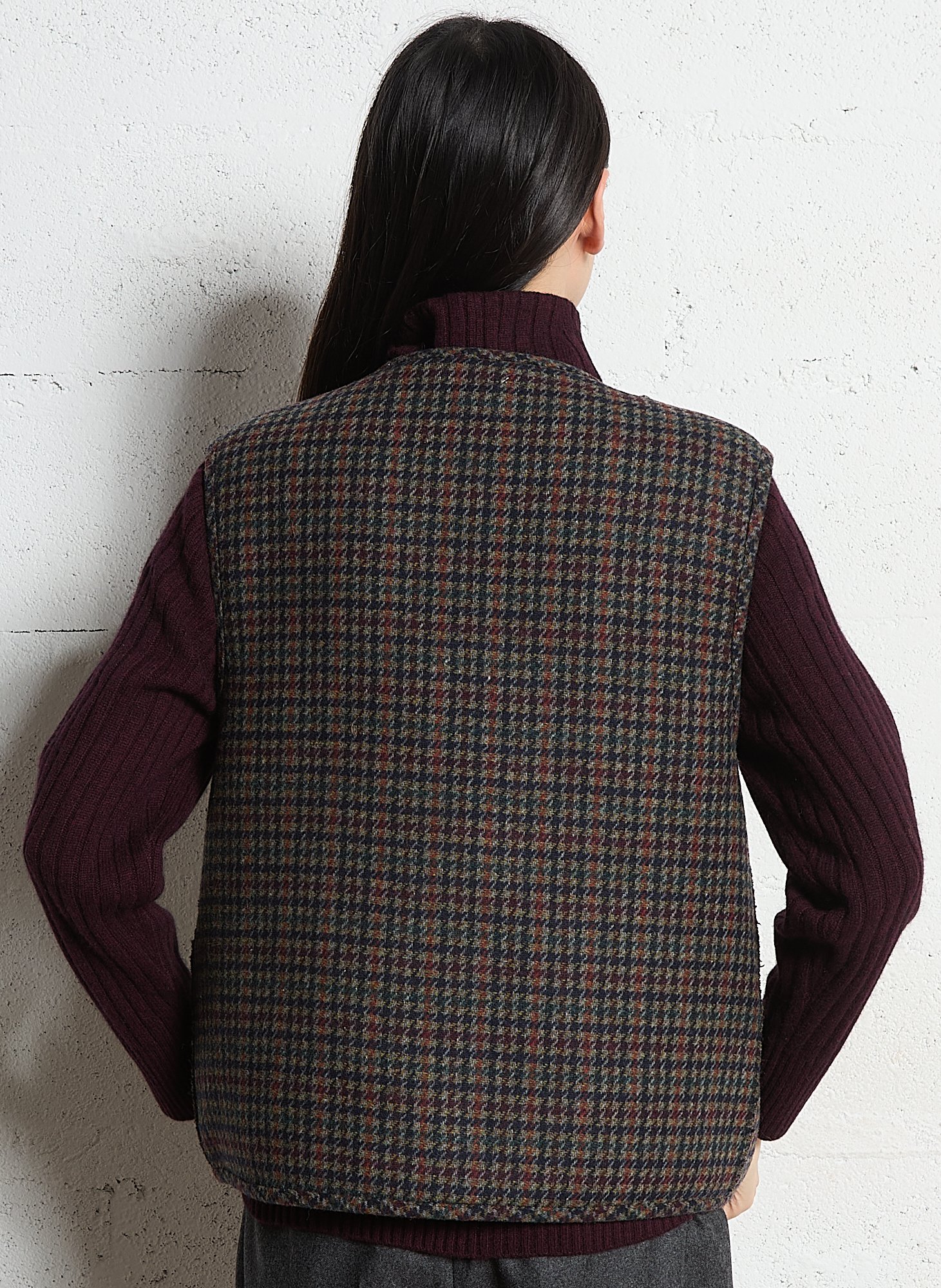 Straight round neck plaid jacket MAISON 123 Purple