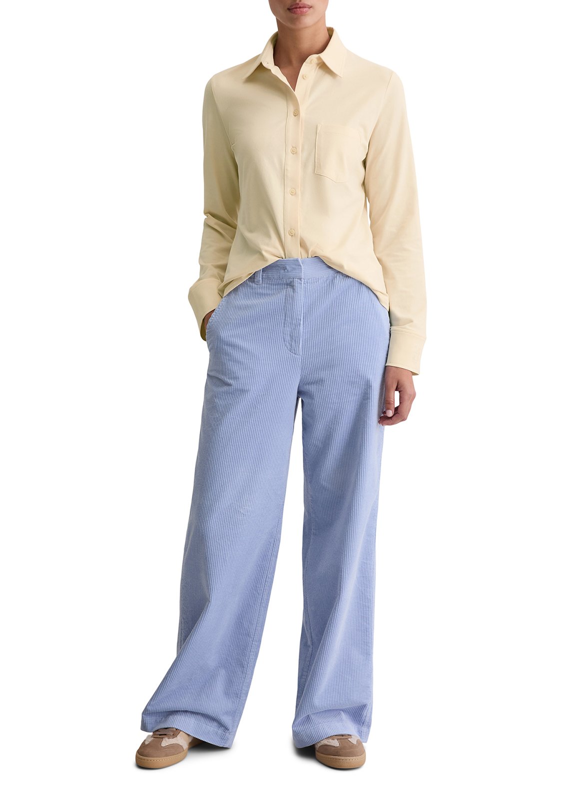 Straight-cut cotton-blend shirt with classic collar MARC O'POLO Beige