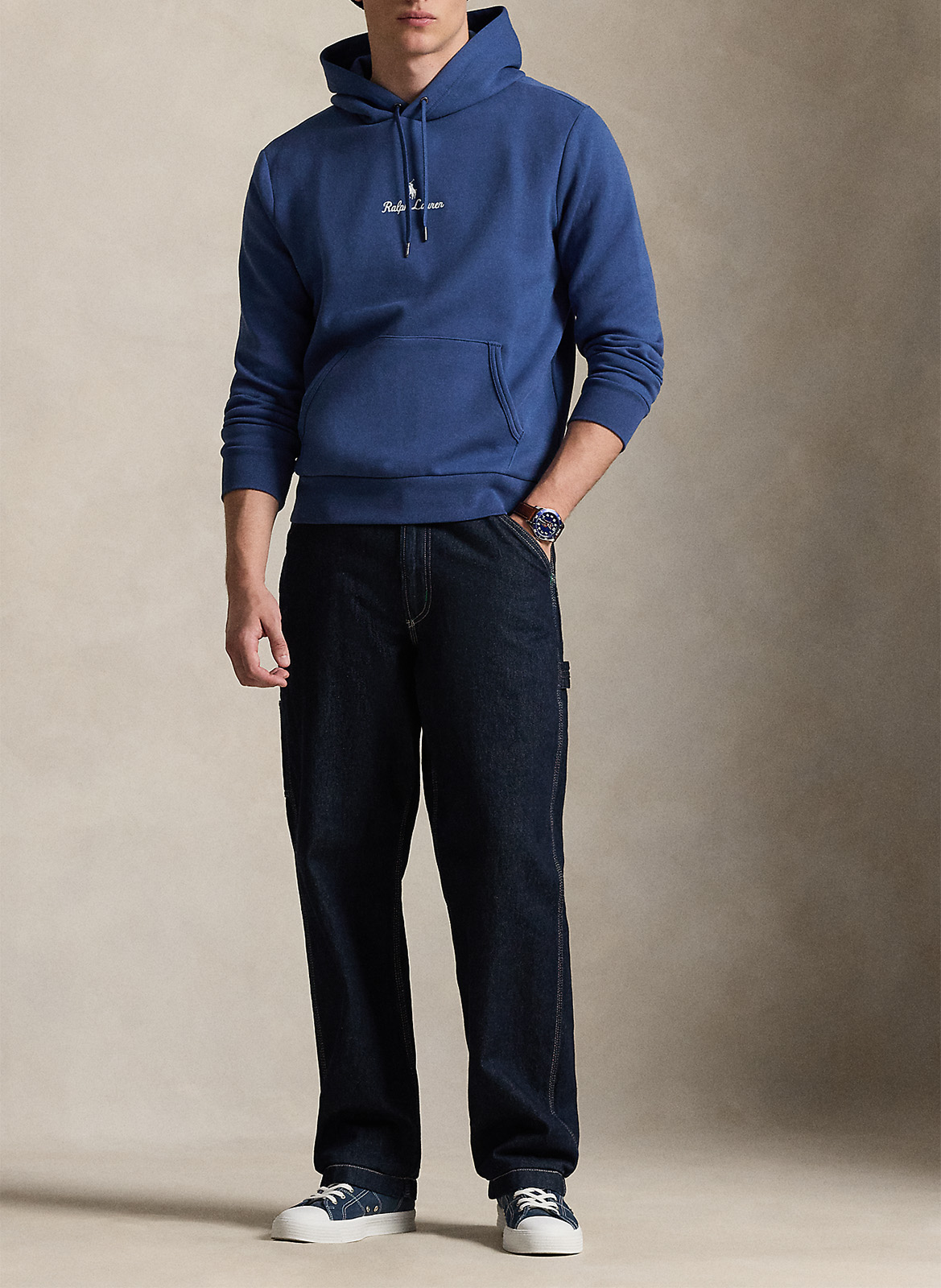 Sweat uni à capuche avec broderie POLO RALPH LAUREN Bleu