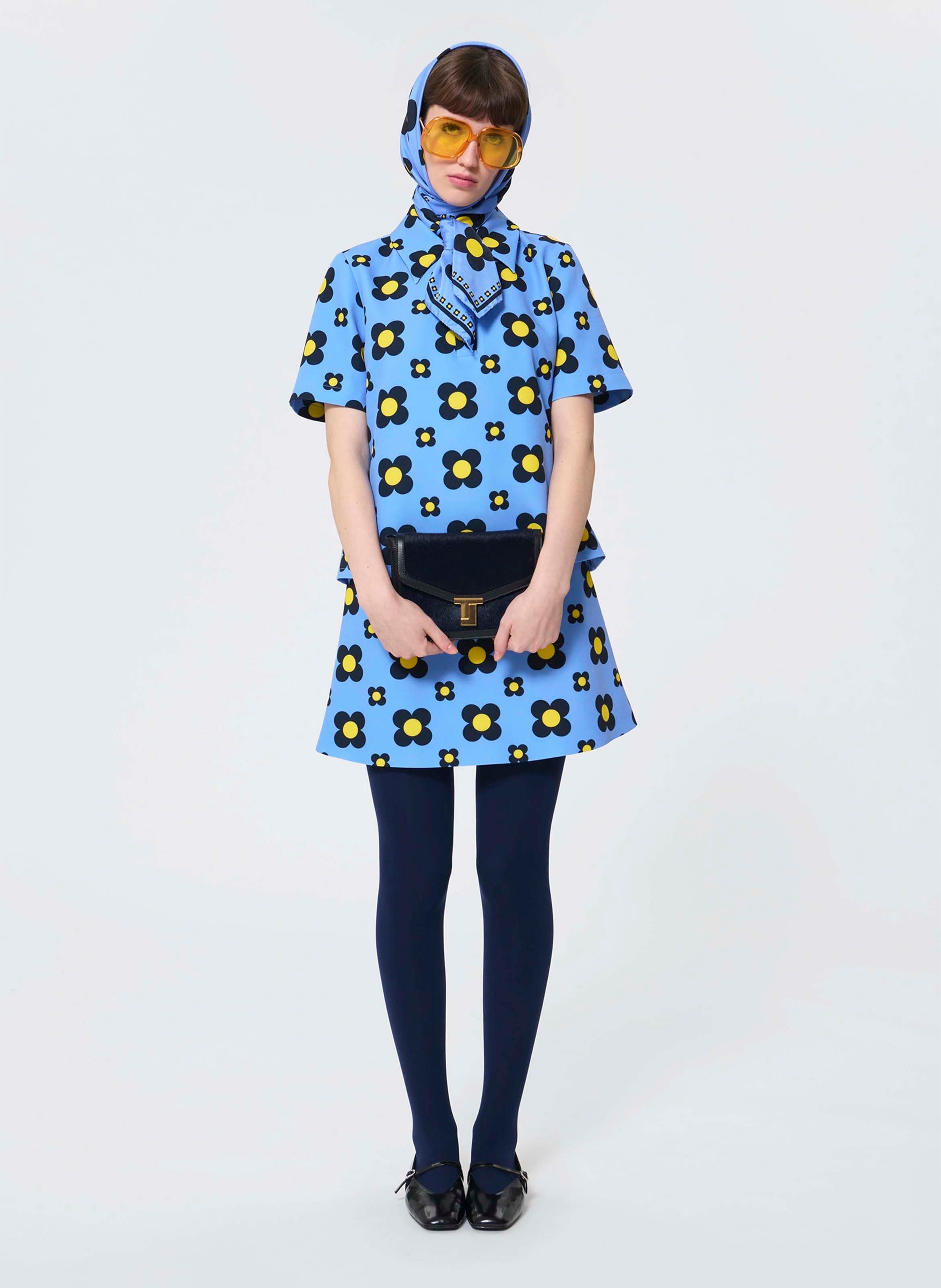 Top imprimée col classique TARA JARMON Bleu