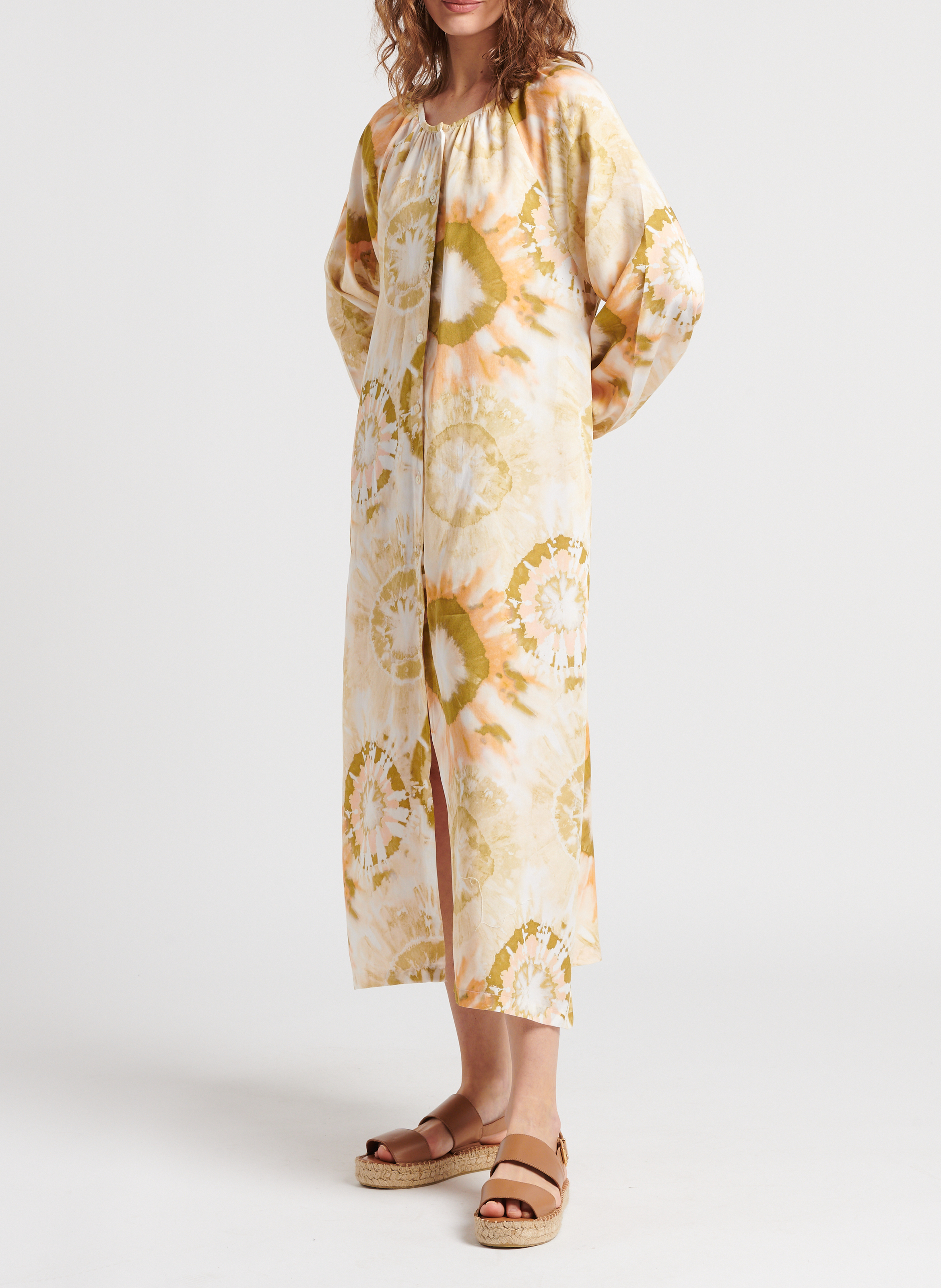 Halflange jurk met ronde hals en print THE NEW SOCIETY Veelkleurig