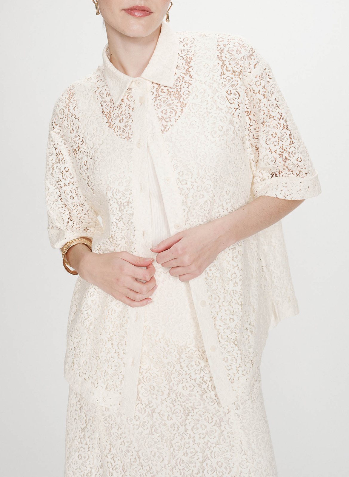 Chemise col classique en dentelle GRACE ET MILA