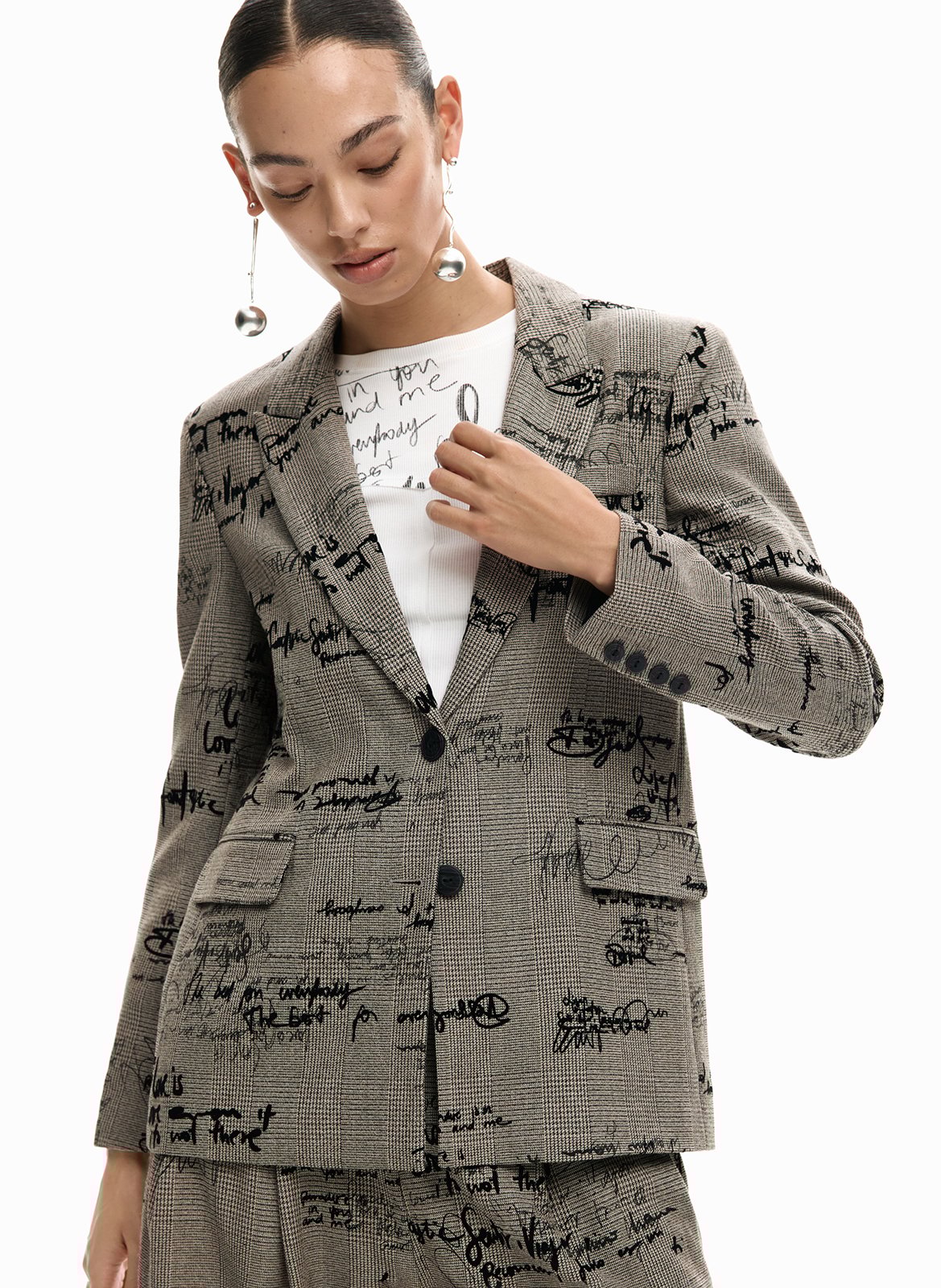 Rechte blazer met print DESIGUAL Zwart