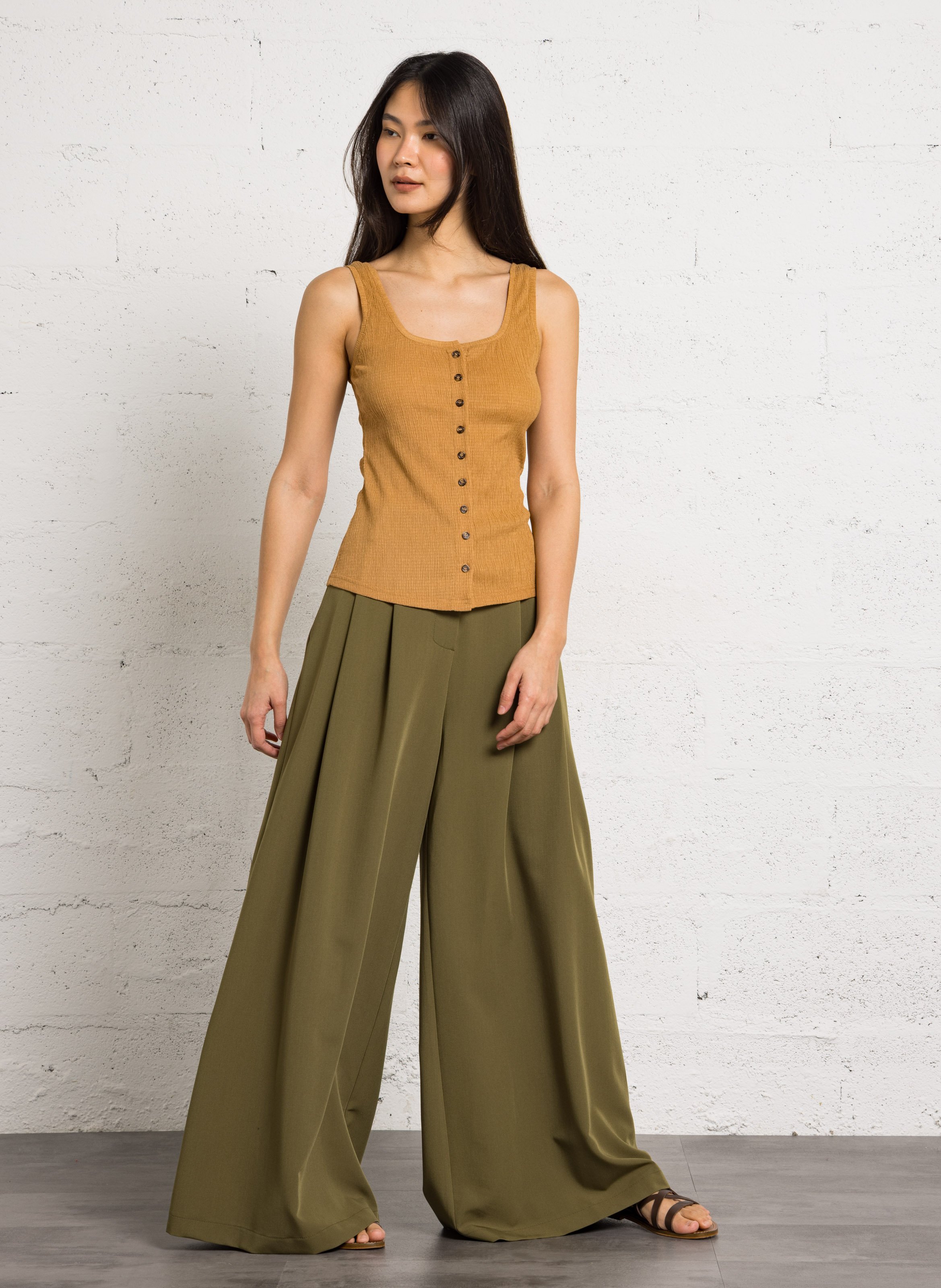 Round-neck stretch viscose top LA PETITE ETOILE Brown