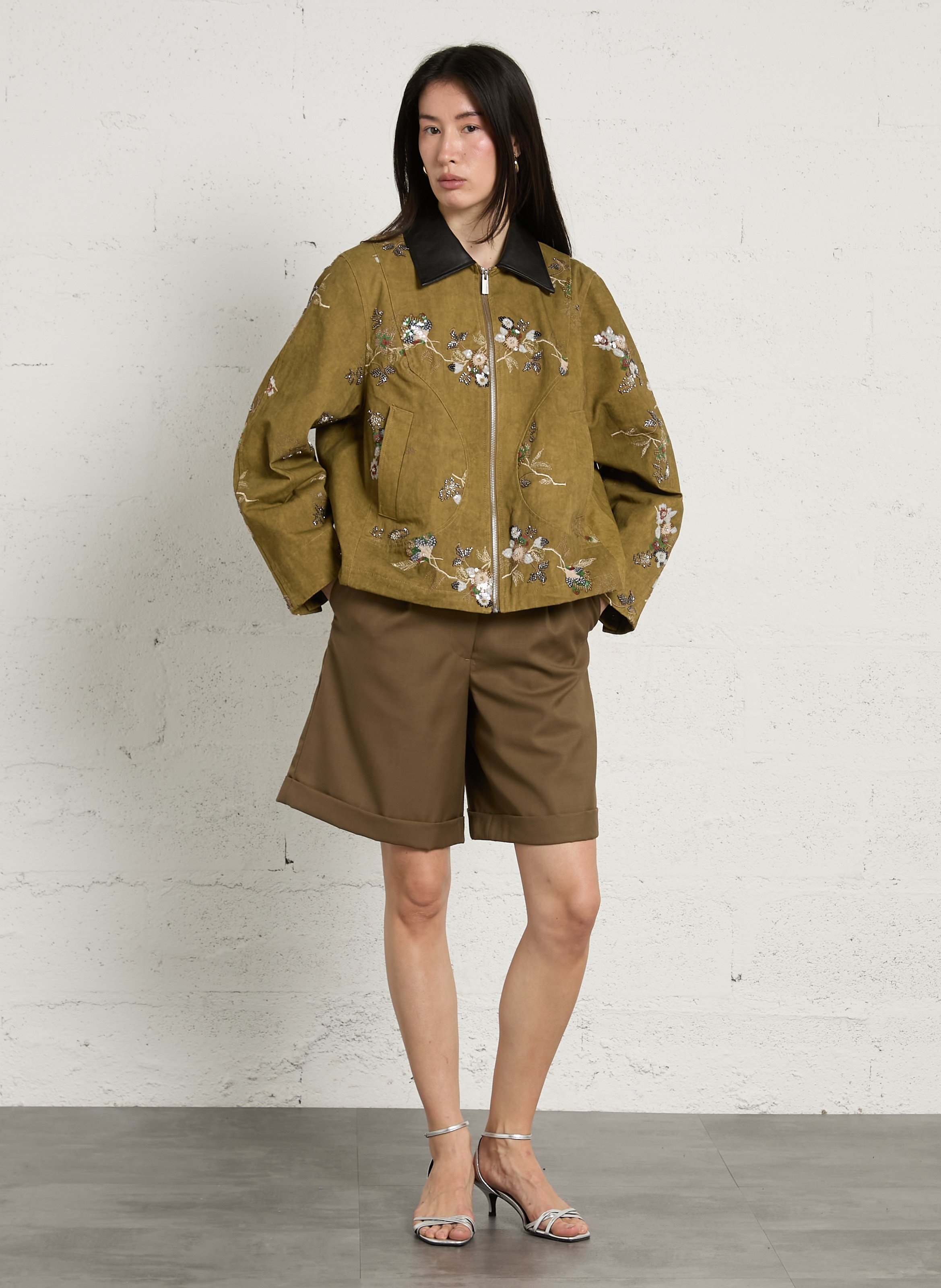 Pleated Bermudas BERENICE Khaki