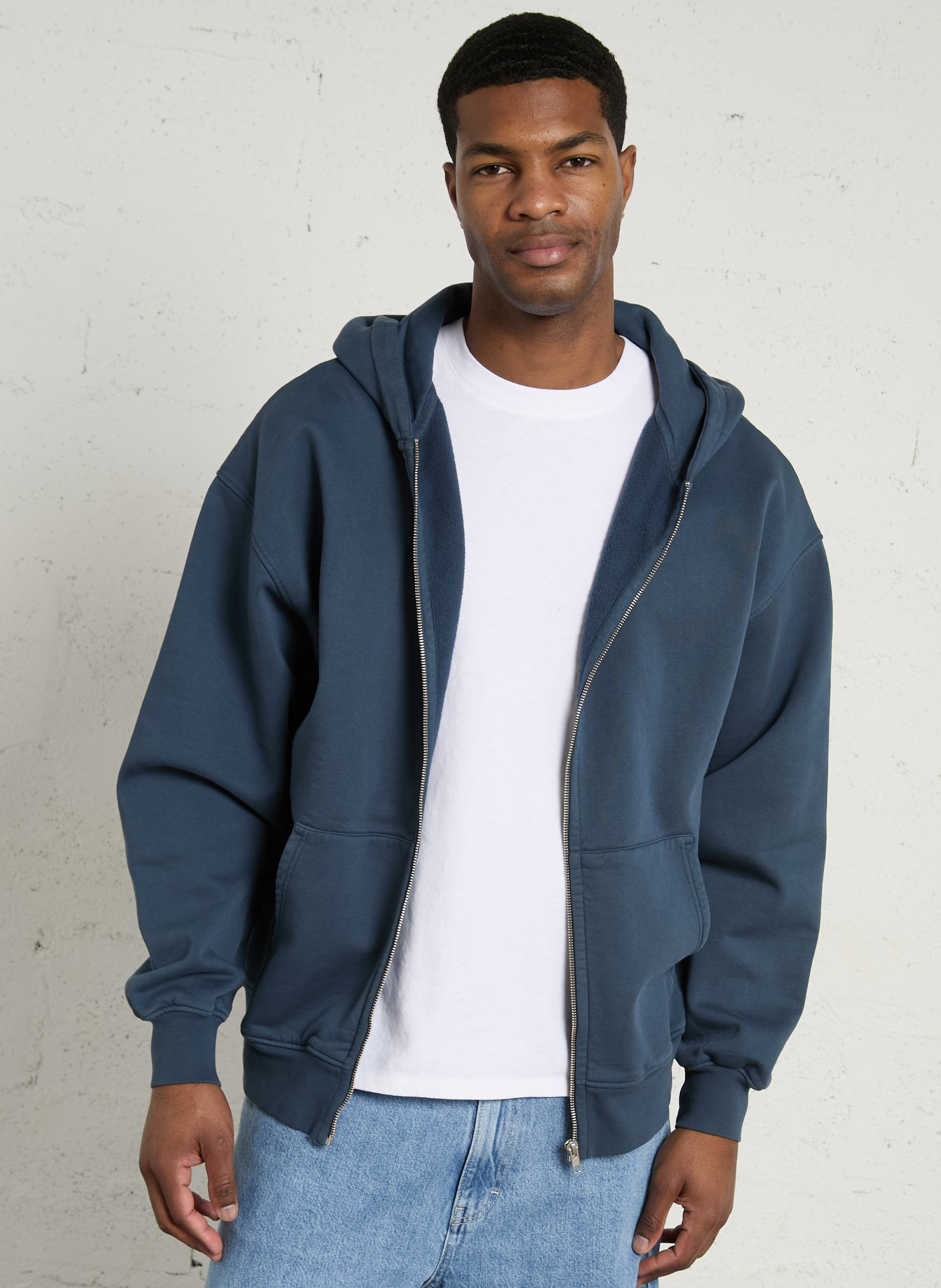 Cotton zipped hooded sweatshirt COLORFUL STANDARD Blue