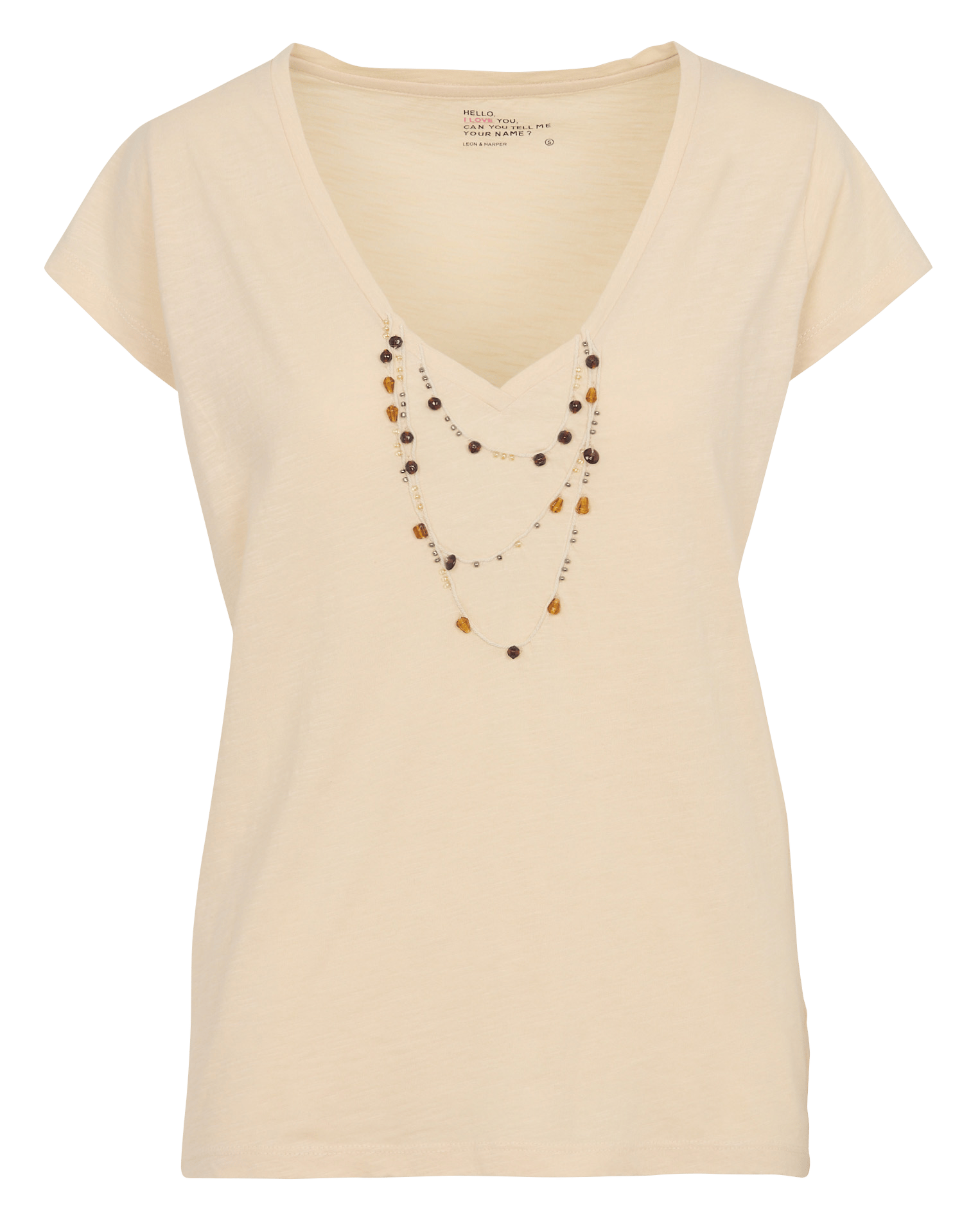 T-Shirt aus Bio-Baumwolle mit V-Ausschnitt LEON & HARPER