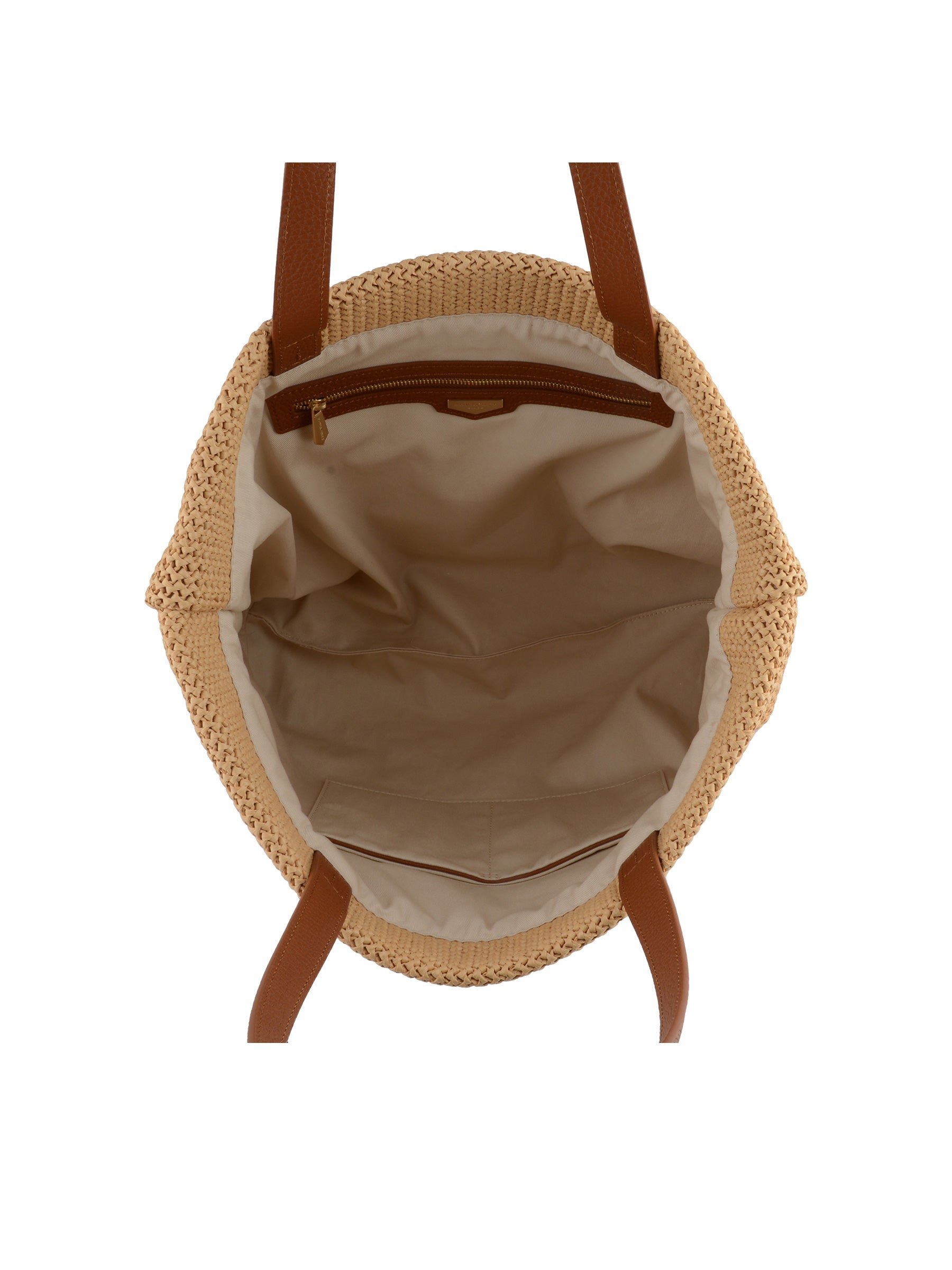 Straw shoulder bag trimmed with leather POURCHET Brown