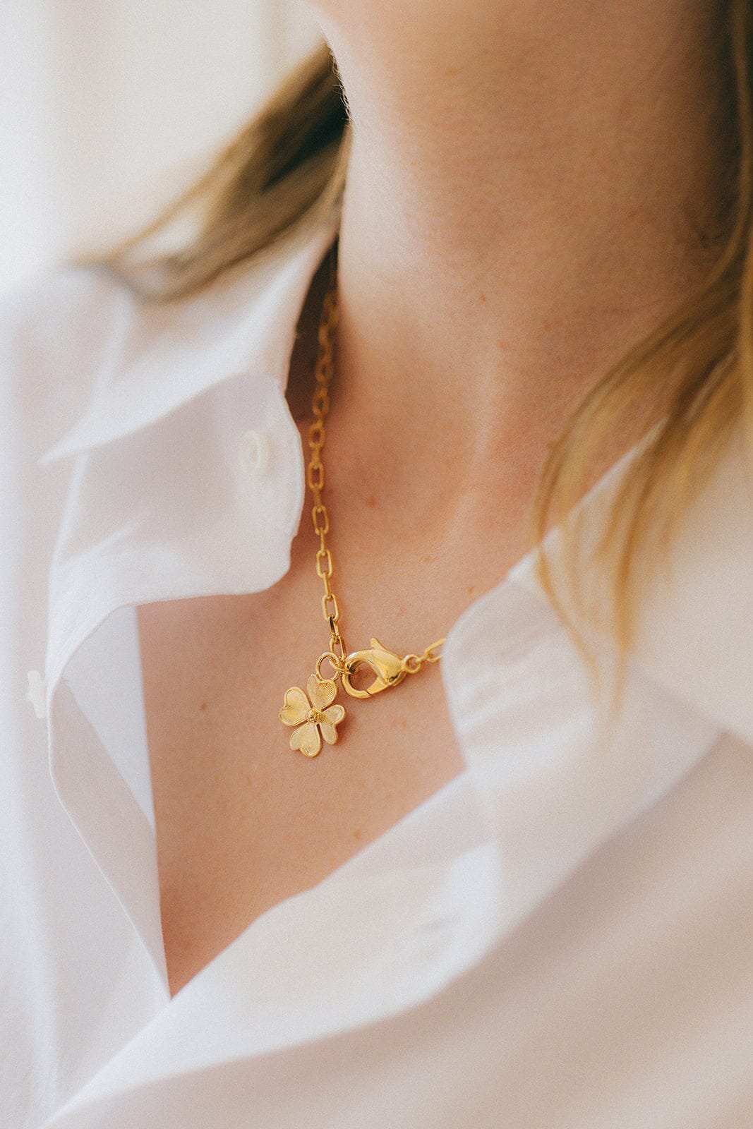 Maxi silver-plated clover necklace Golden