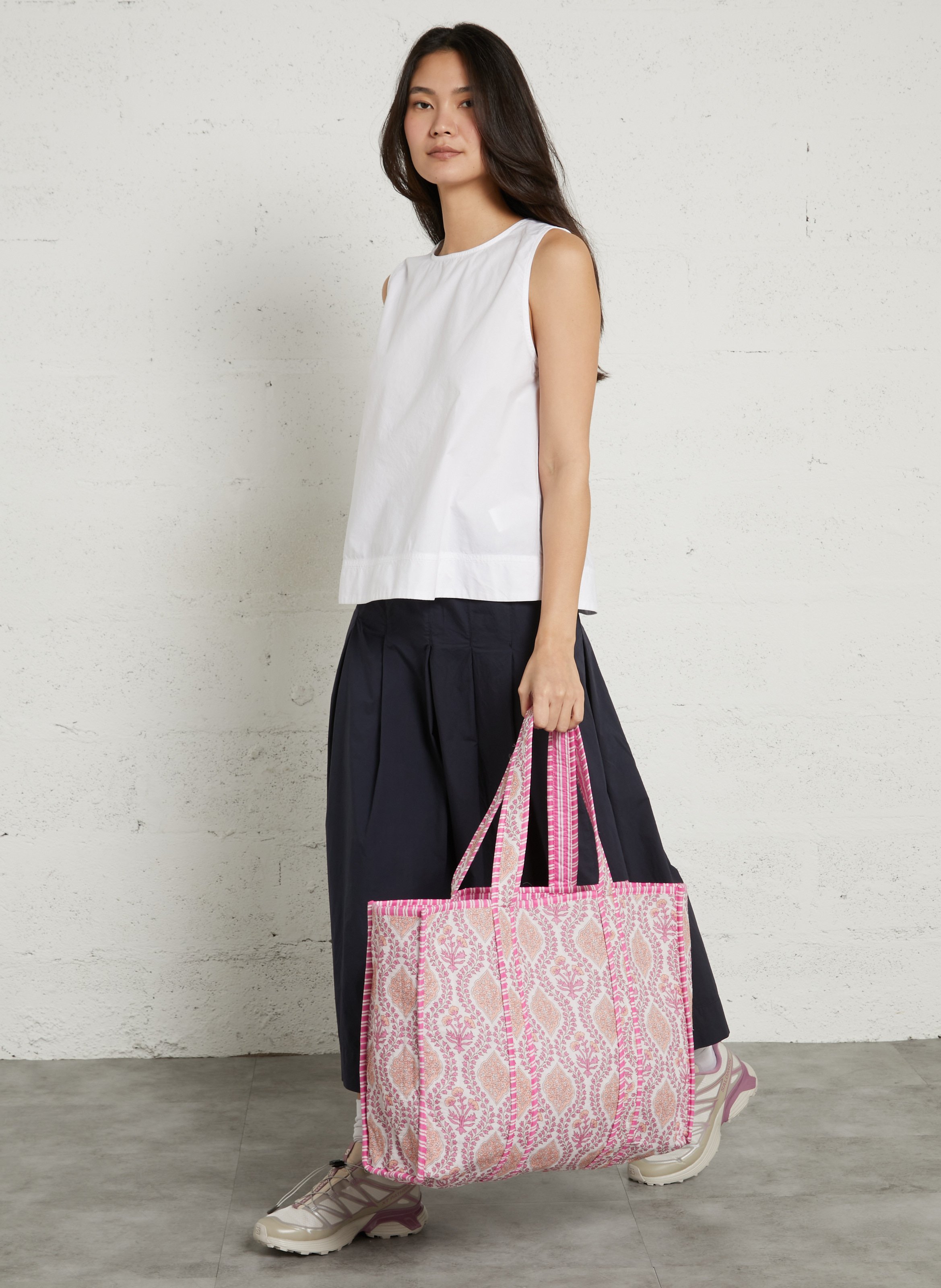 Shopper aus bedruckter Baumwolle AU PRINTEMPS PARIS Rosa