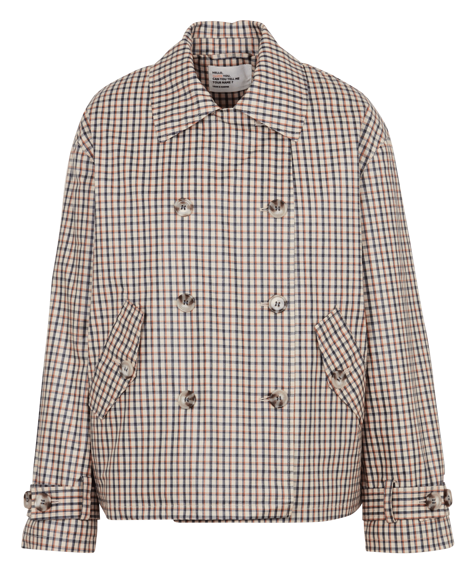 Oversized jacket with classic printed cotton collar LEON & HARPER Beige