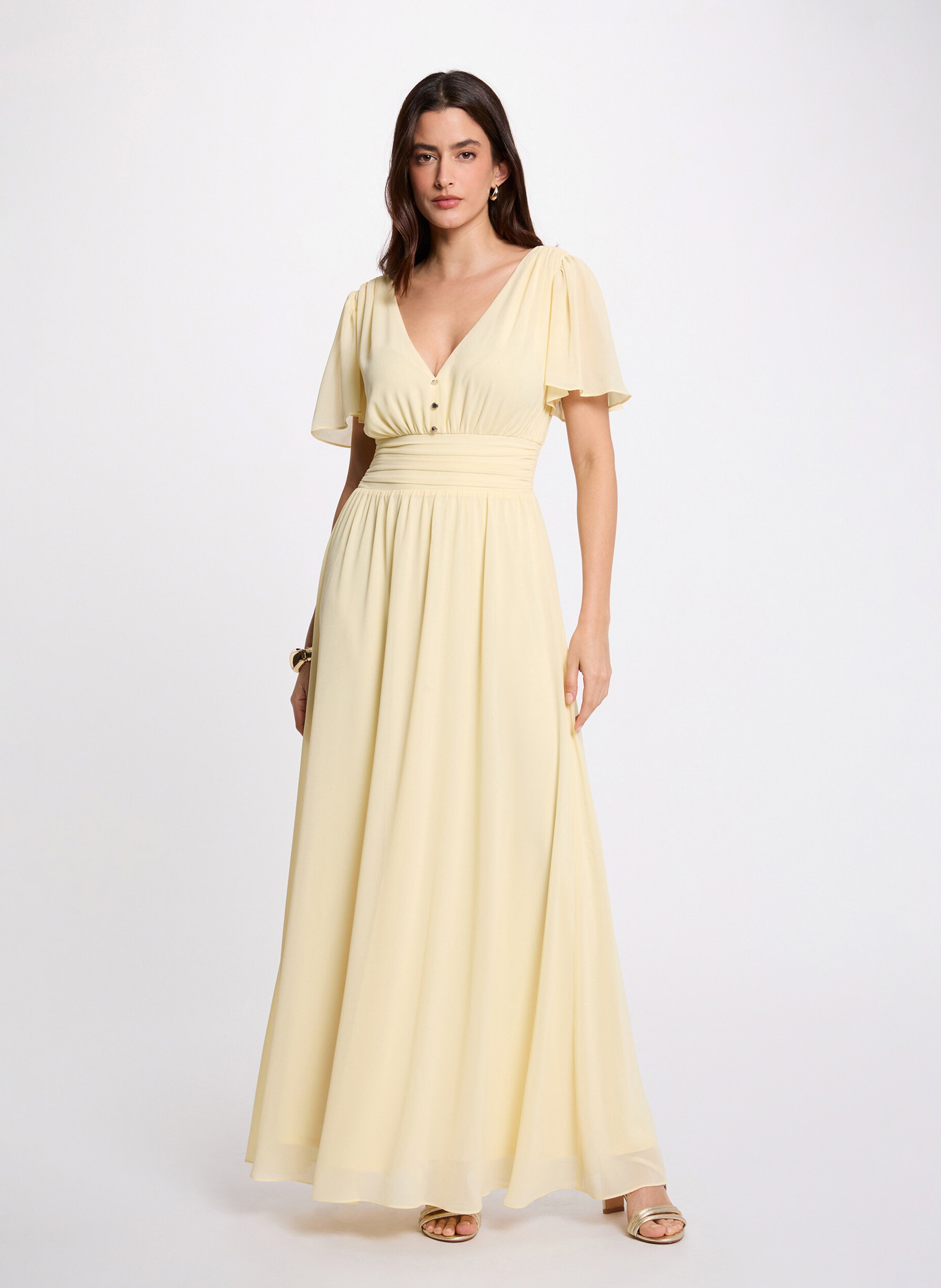 Robe longue col V  MORGAN Jaune