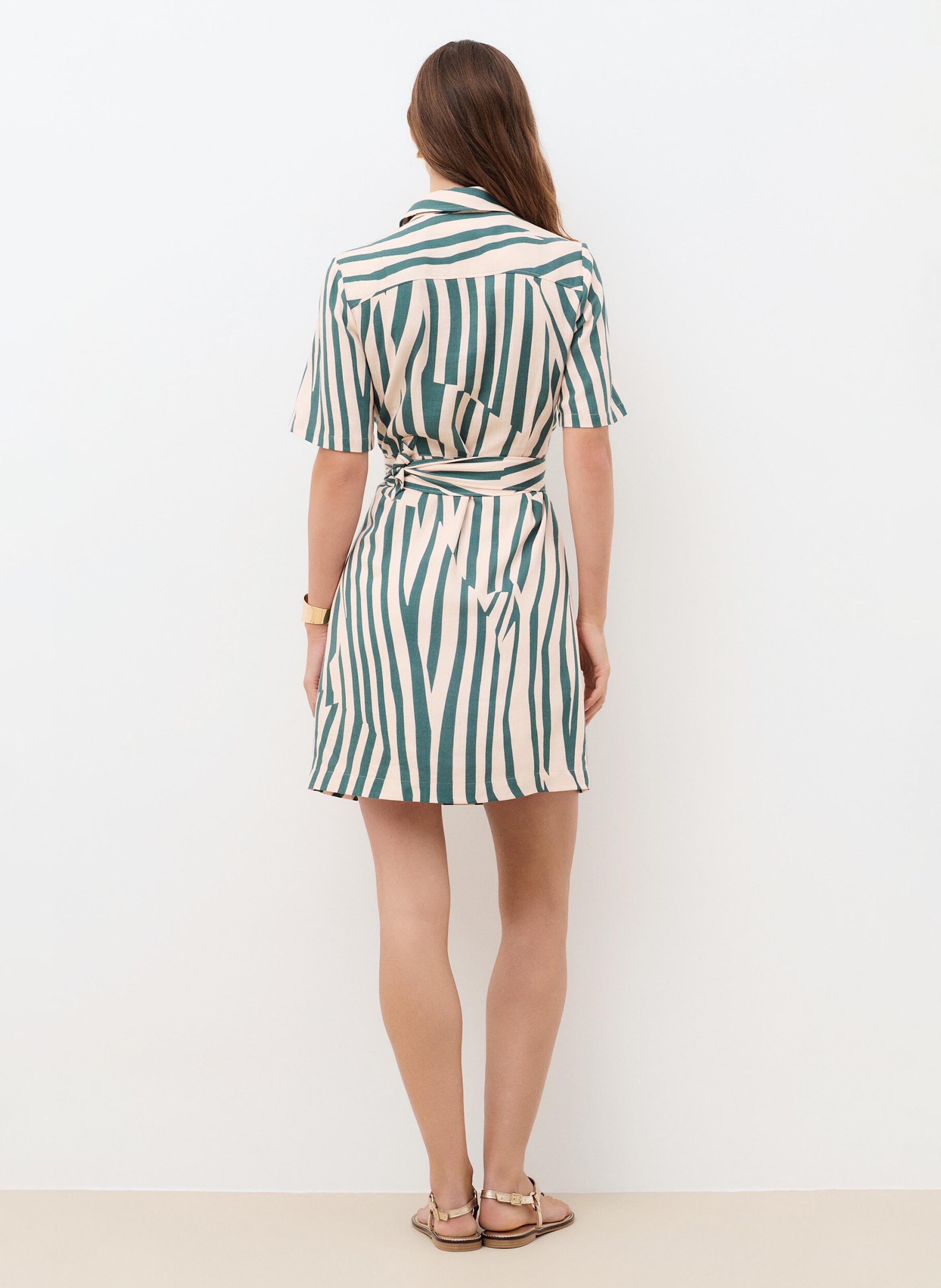 Robe courte col classique rayée CAROLL Vert