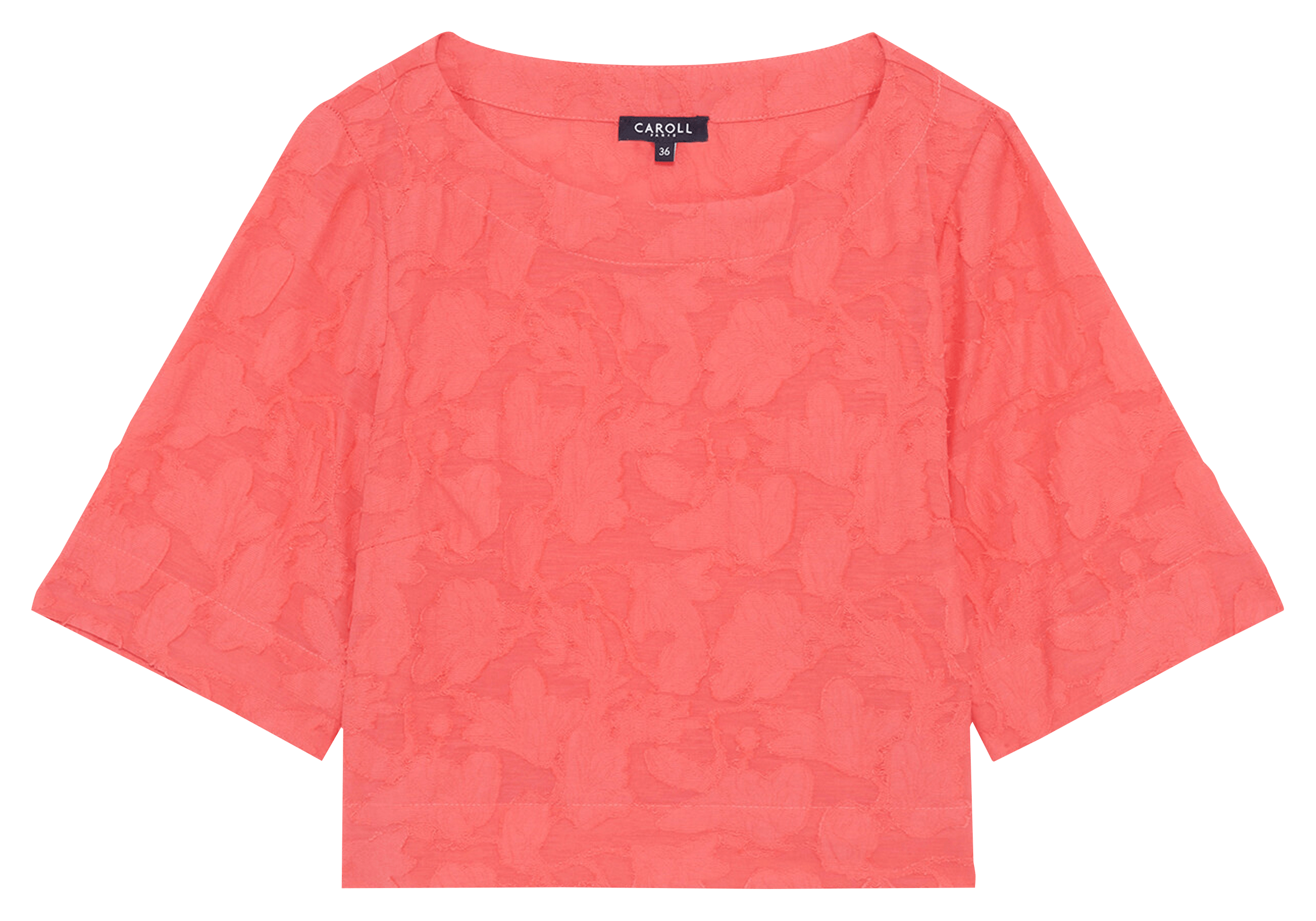 Tee-shirt col bateau en coton mélangé CAROLL Rose