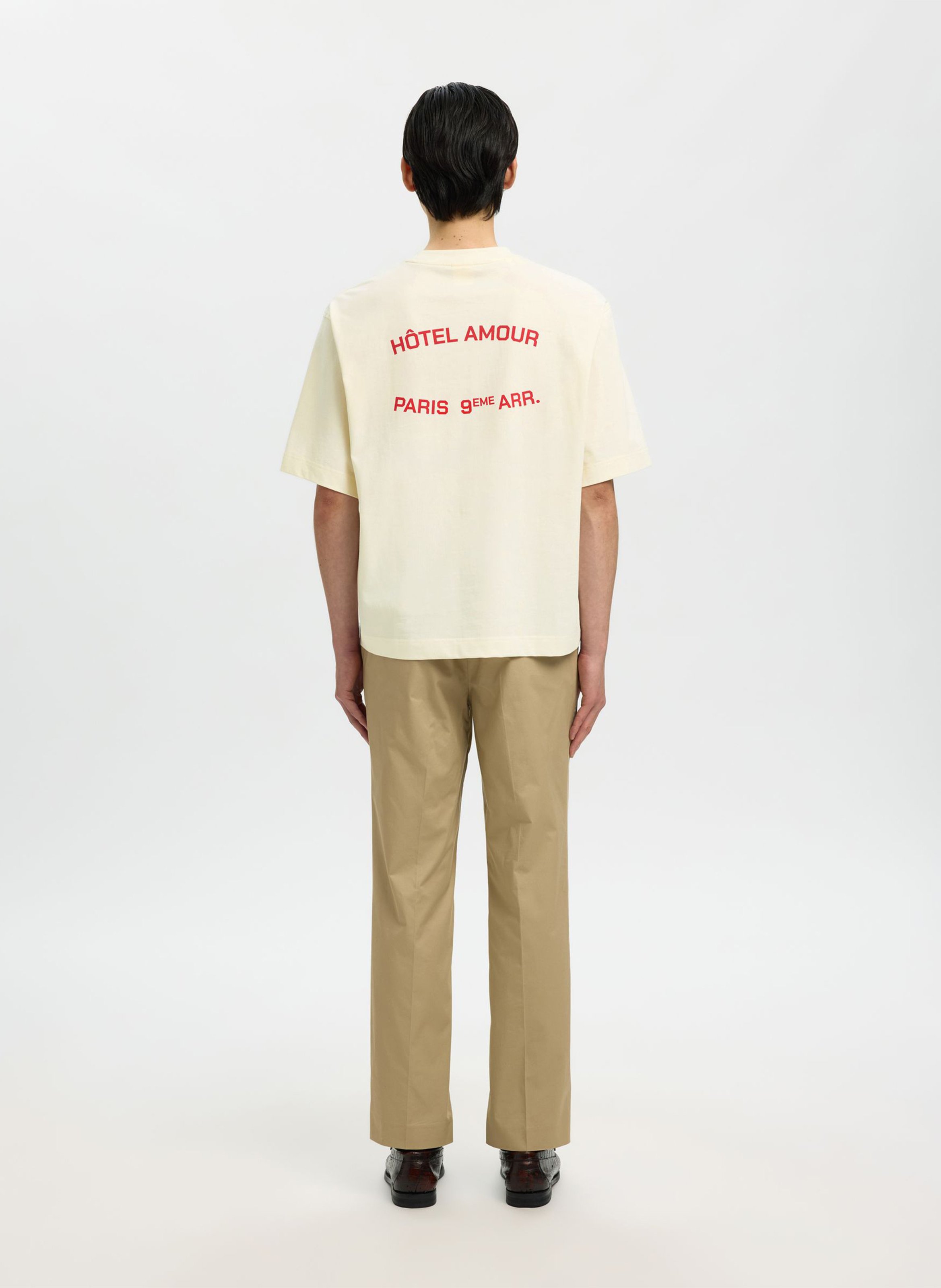 Tee-shirt col rond en coton bio SELECTED Beige