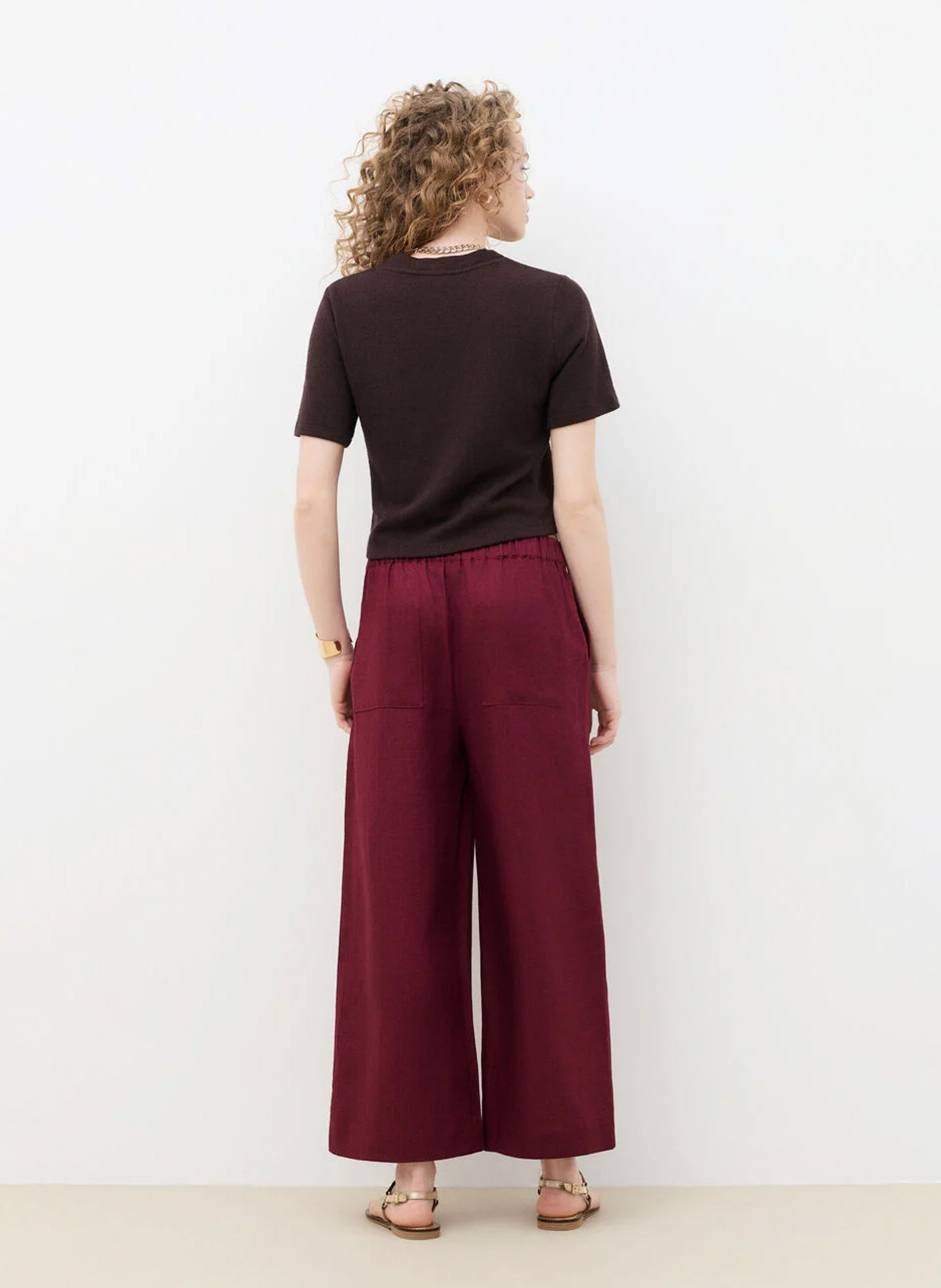 Rechte linnen pantalon Rood