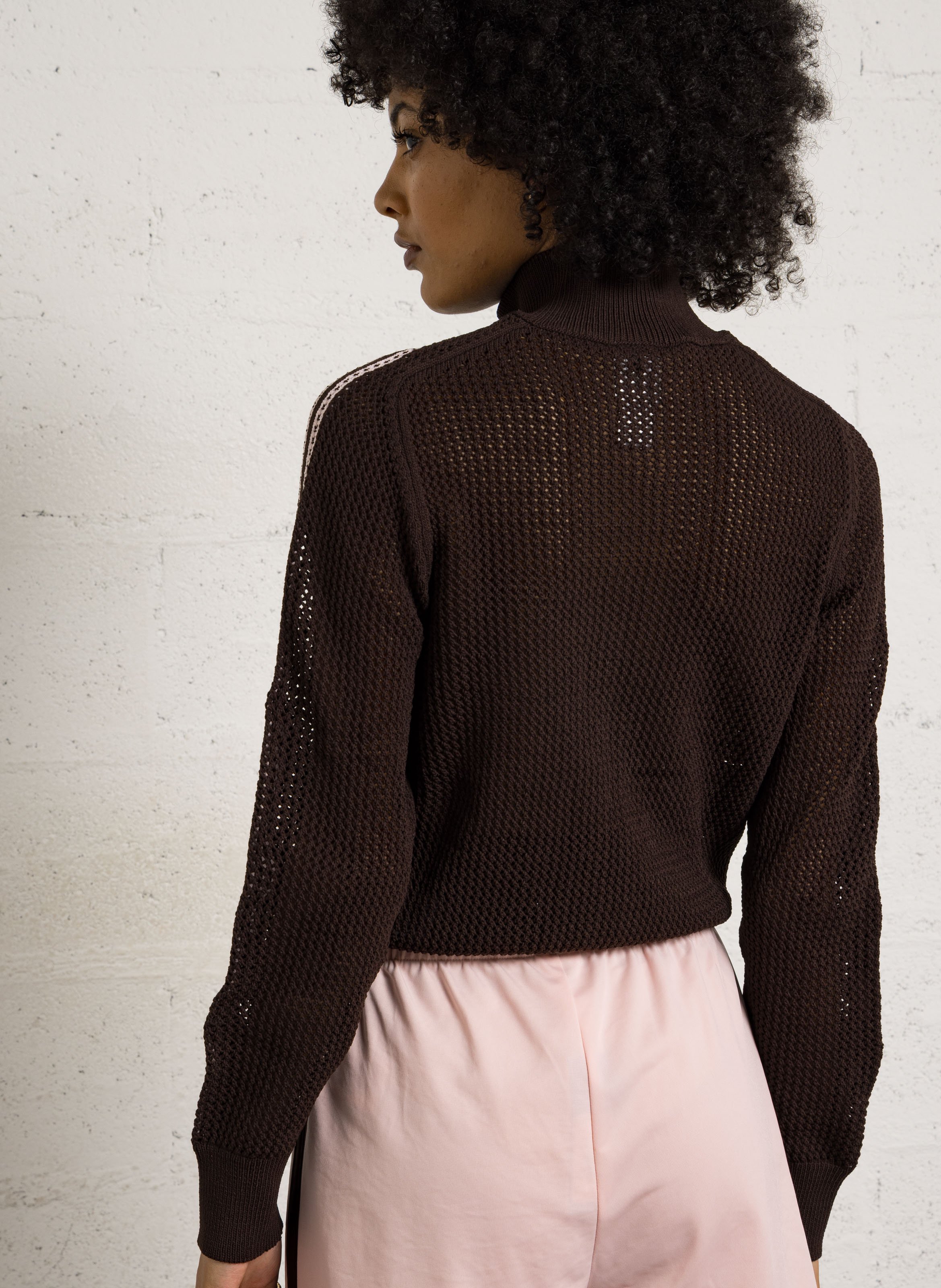 Veste zippée col montant ADIDAS Marron