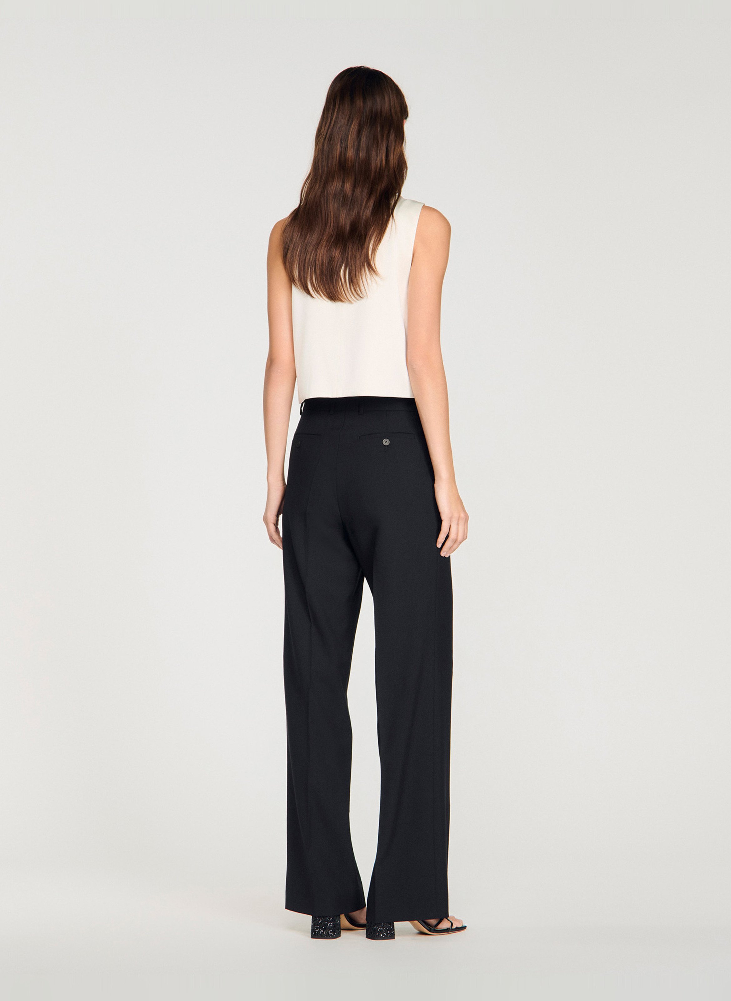 Straight tailored trousers in plain color SANDRO Black