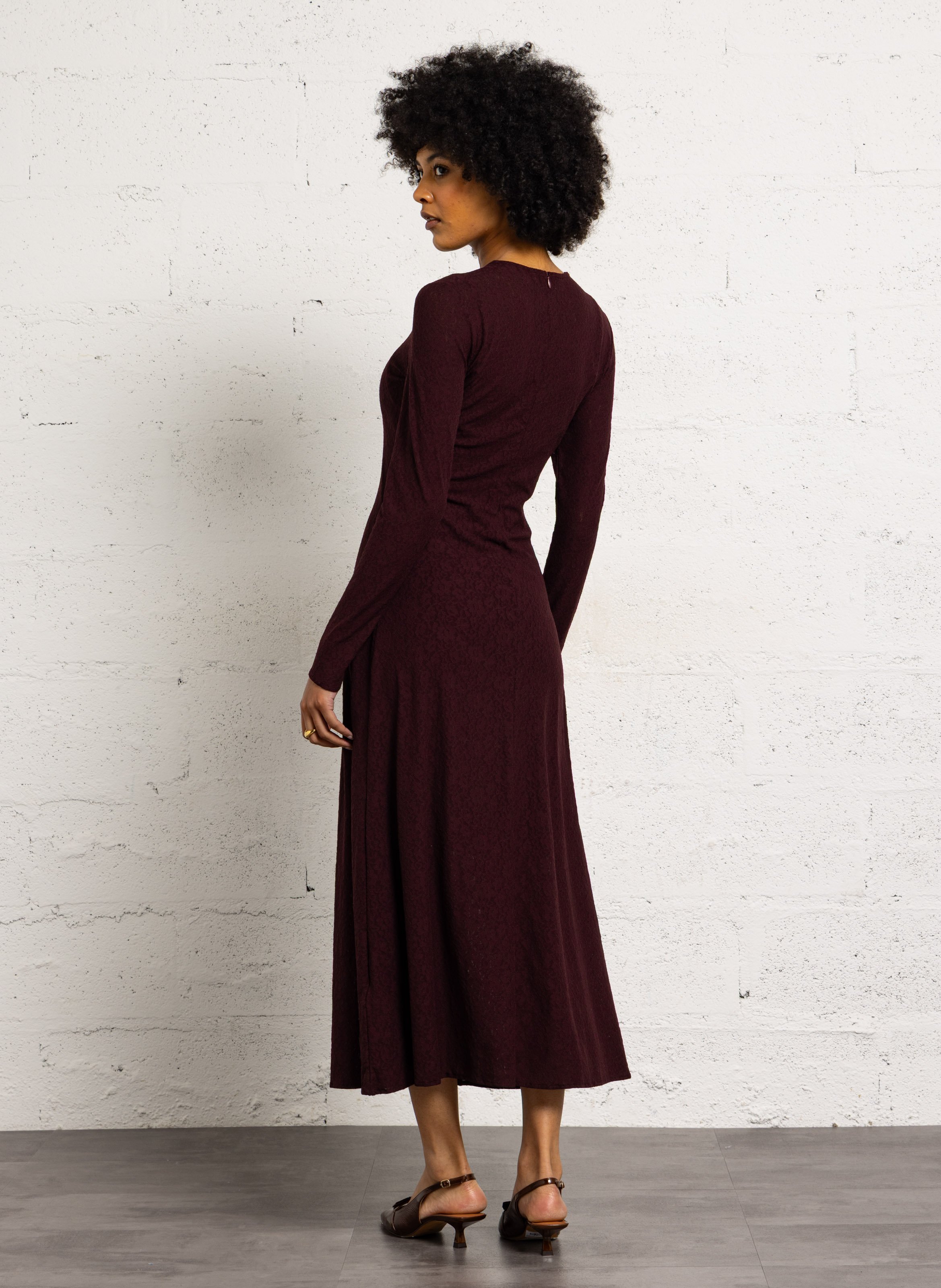 Long lace jacquard dress SUNCOO Plums