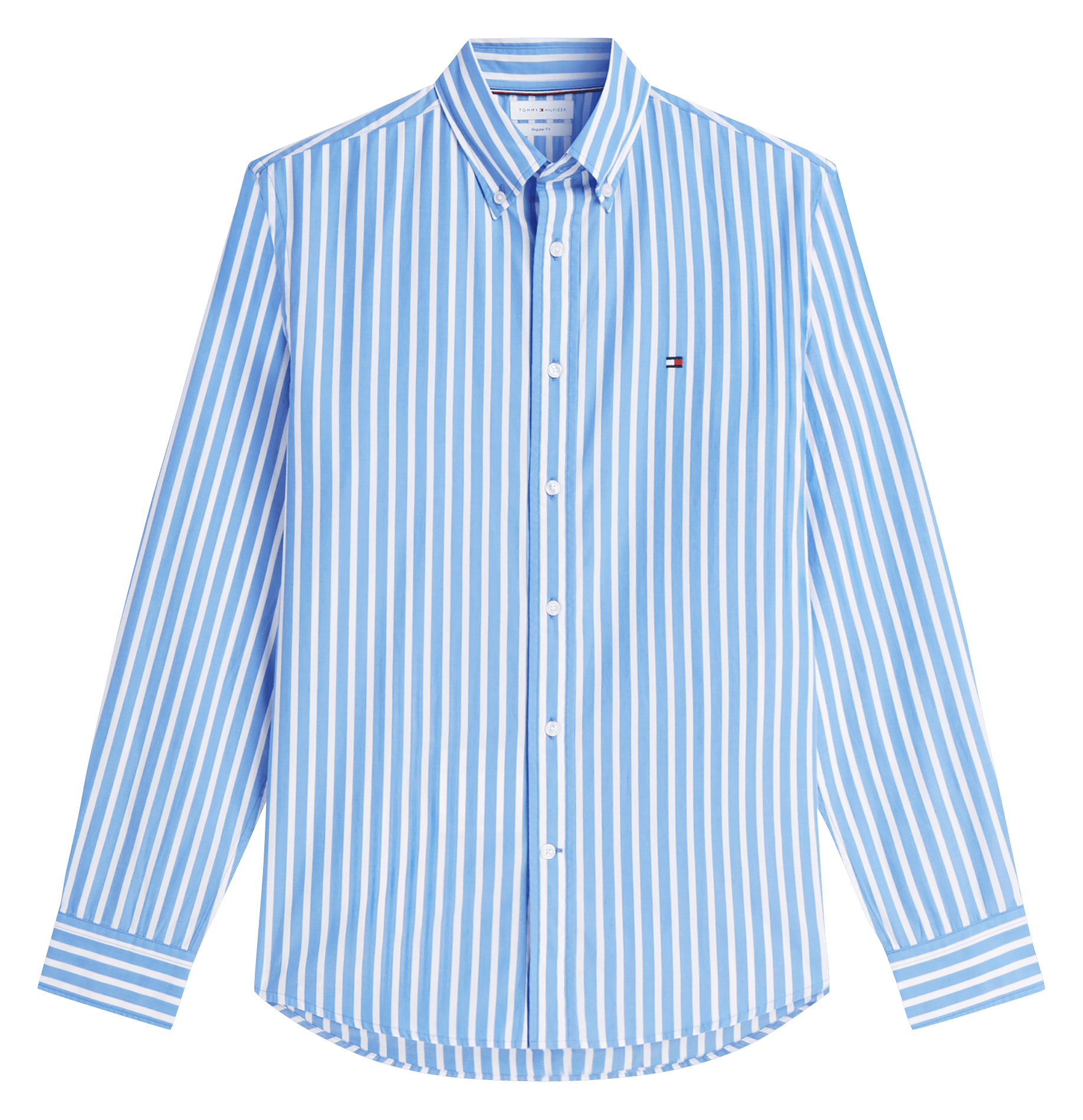 Striped straight-cut cotton shirt TOMMY HILFIGER Blue