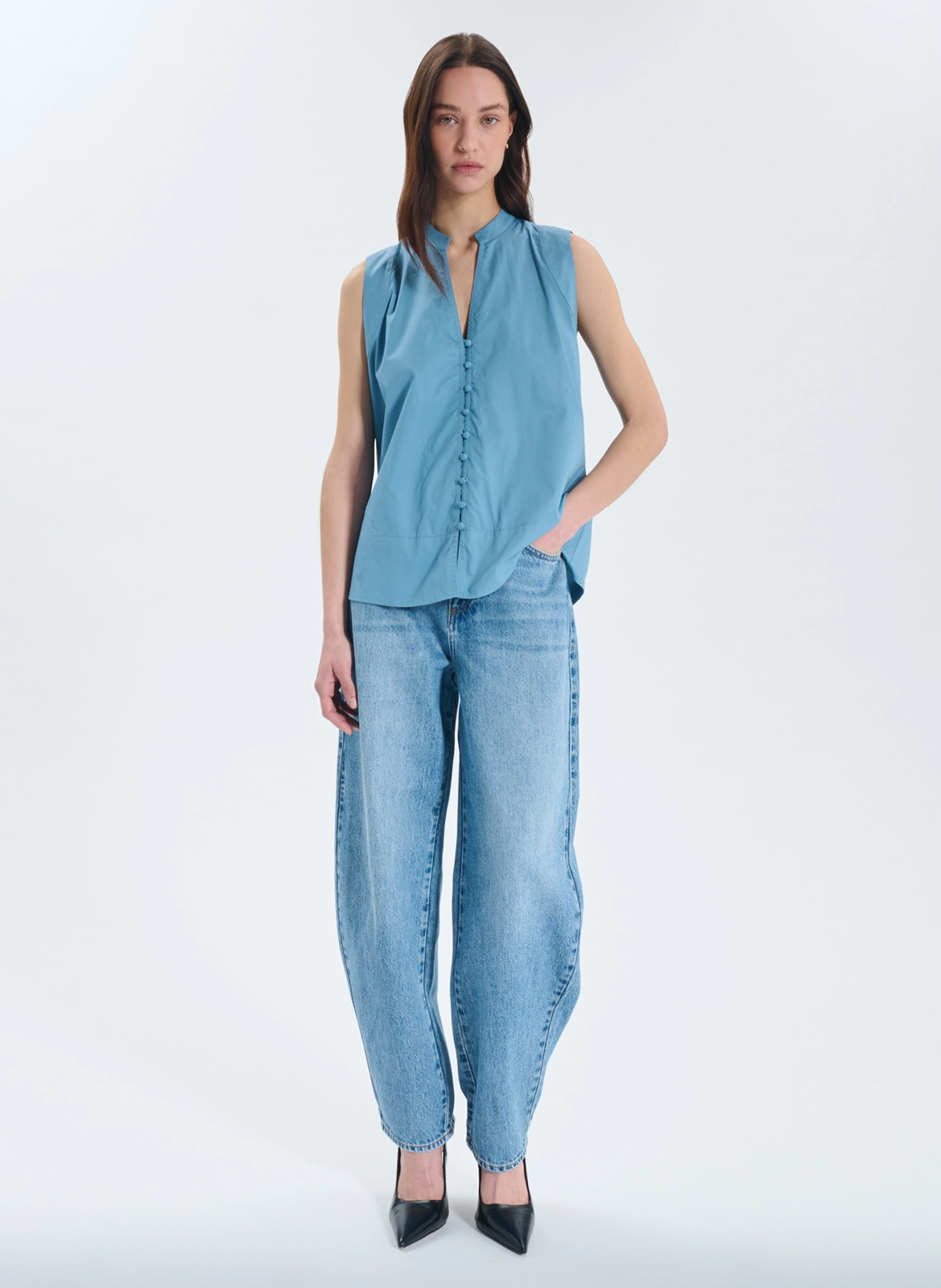 Top ample en coton ZAPA Bleu