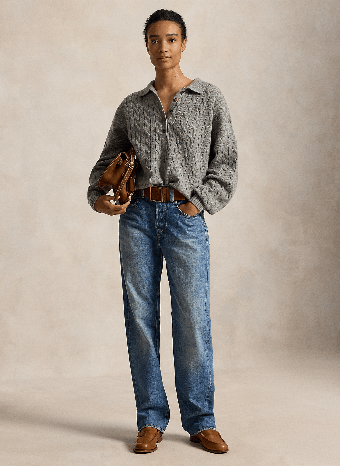 Wool-blend sweater with polo collar POLO RALPH LAUREN Grey