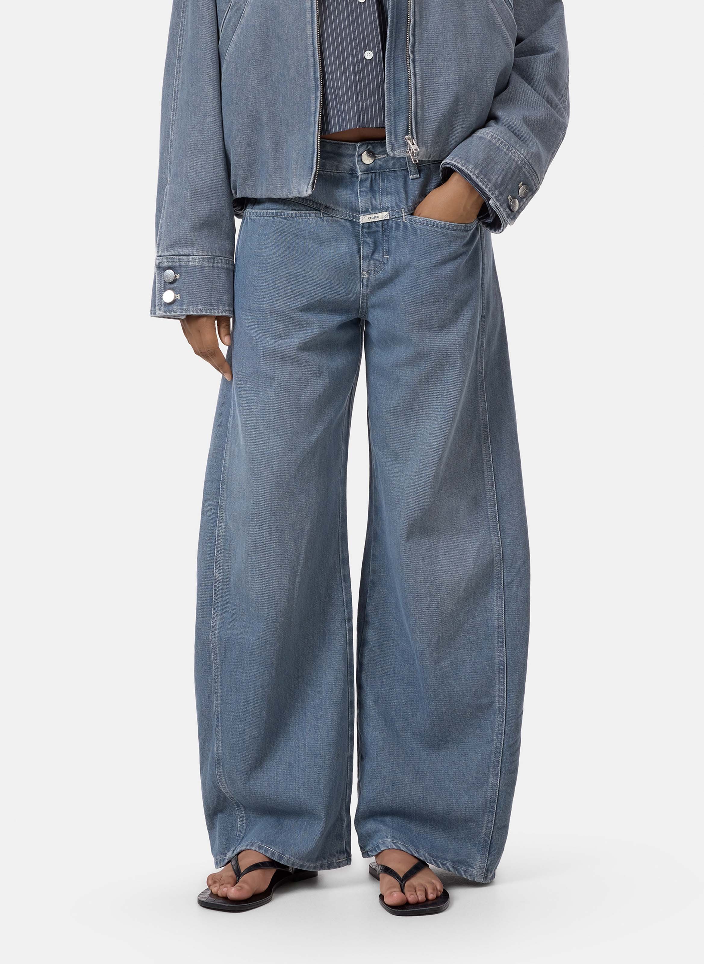 Wide-leg cotton jeans CLOSED Grey
