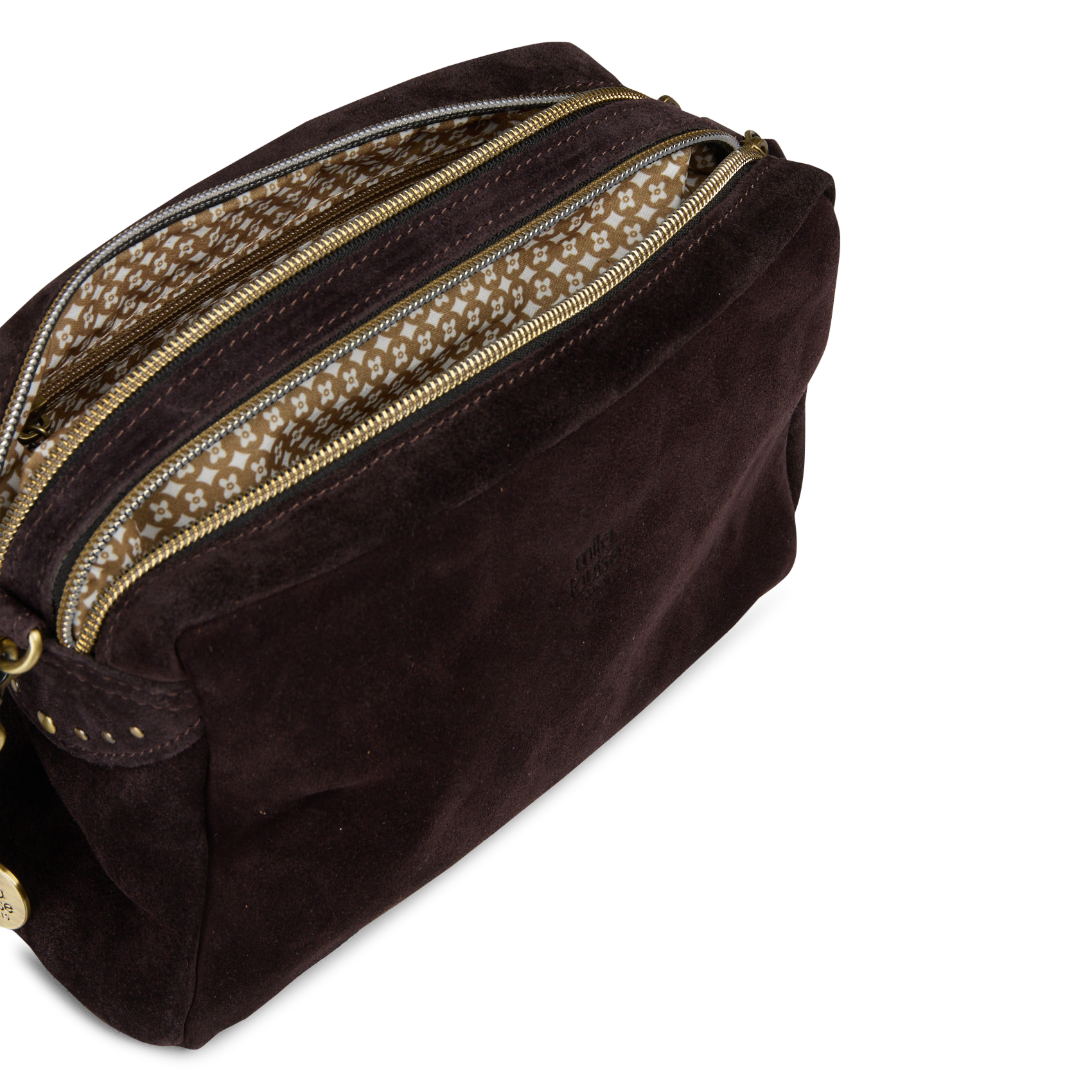 Suede camera bag MILA LOUISE Brown